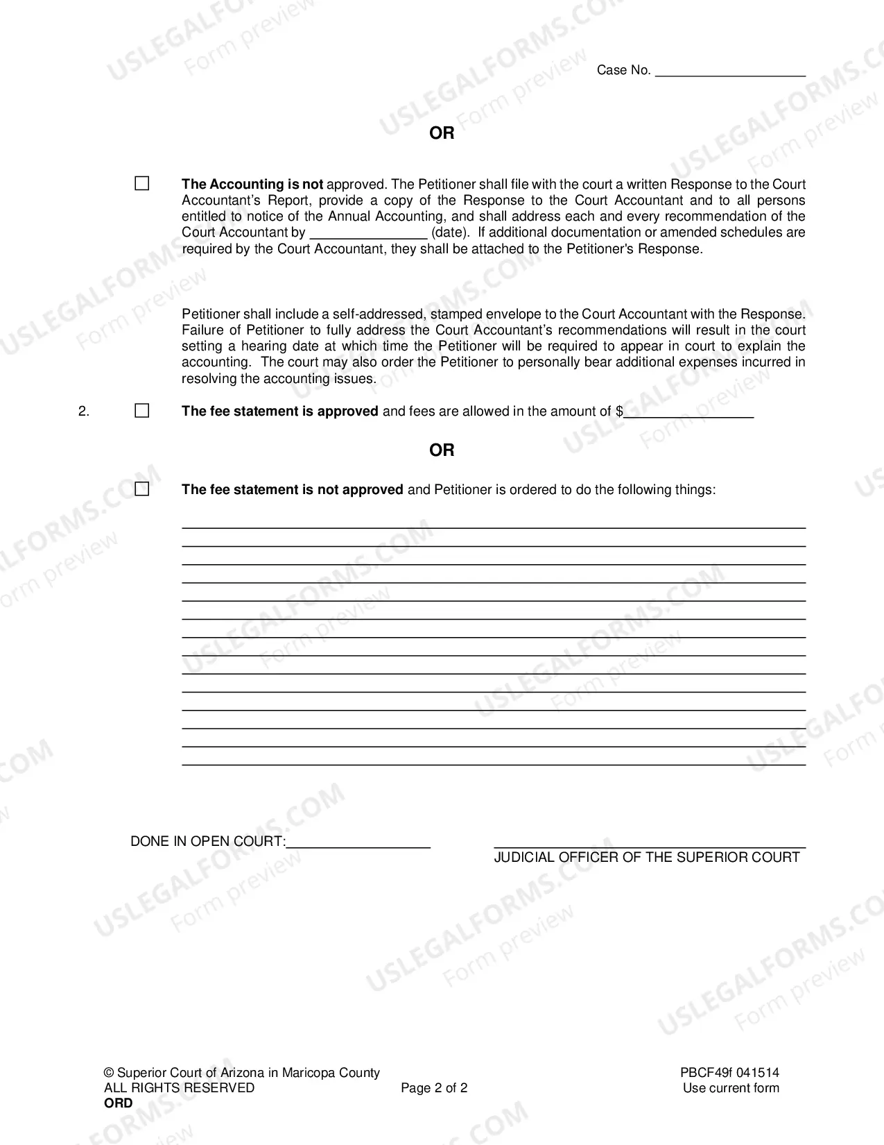 Preview Court Order Regarding Petition For Approval Of Annual Accounting And Fee Statement