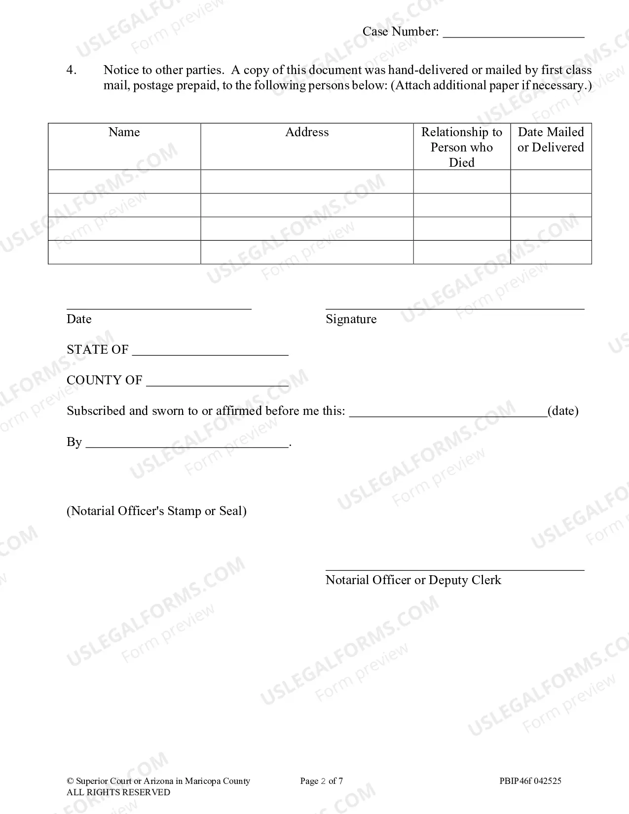 Preview Inventory and Appraisement and Proof of Mailing