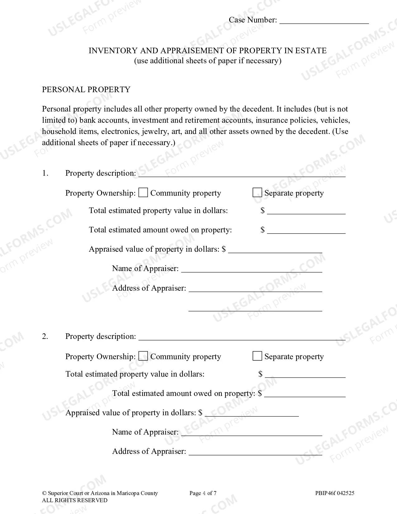 Preview Inventory and Appraisement and Proof of Mailing