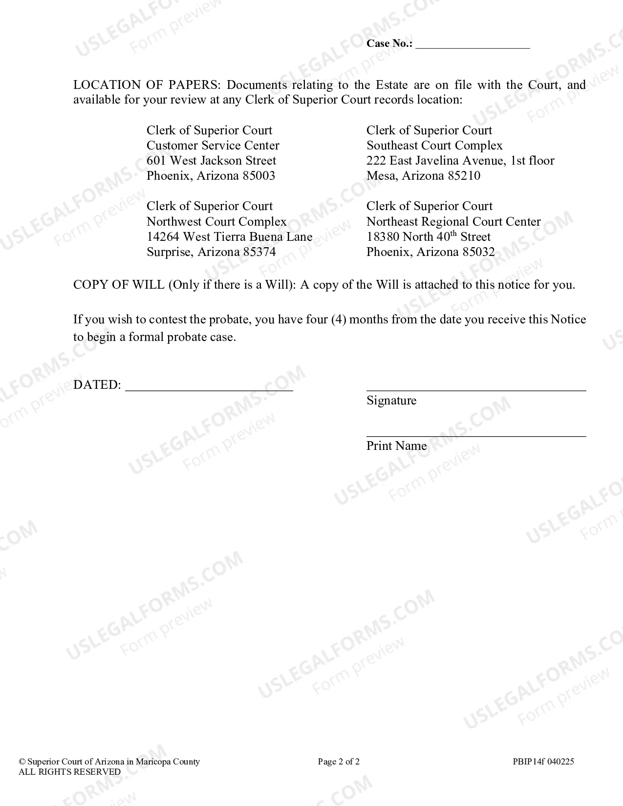 Preview Notice of Application in Informal Proceeding