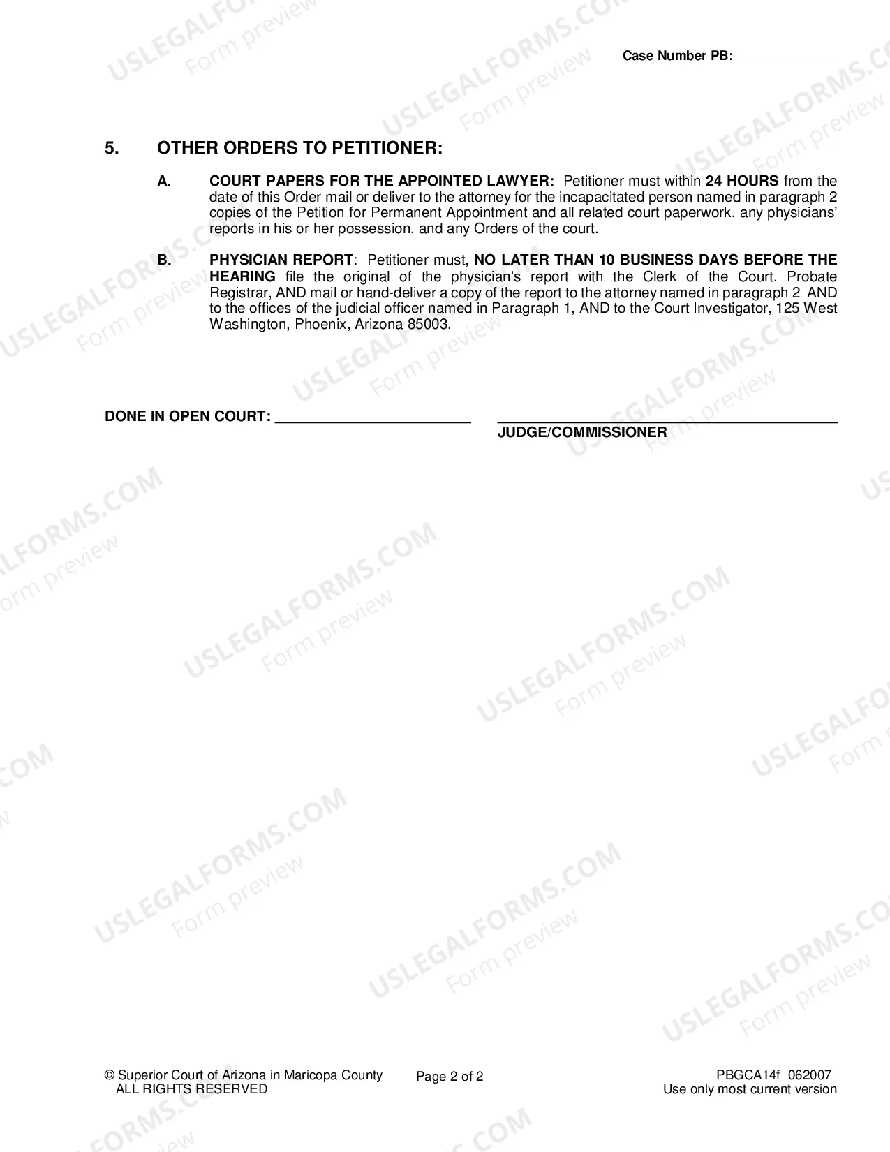 Preview Order Appointing Attorney, Physician, and Court Investigator for Guardianship and Conservatorship for an Adult