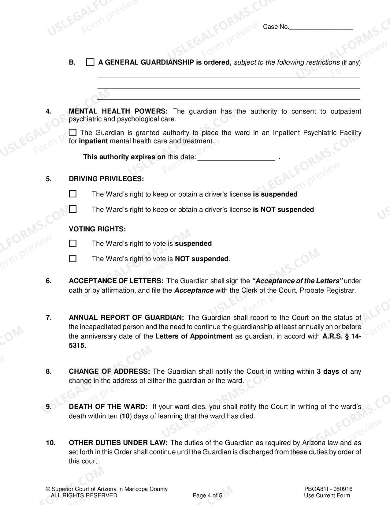 Preview Order Of Appointment Of A Permanent Guardian Of An Adult
