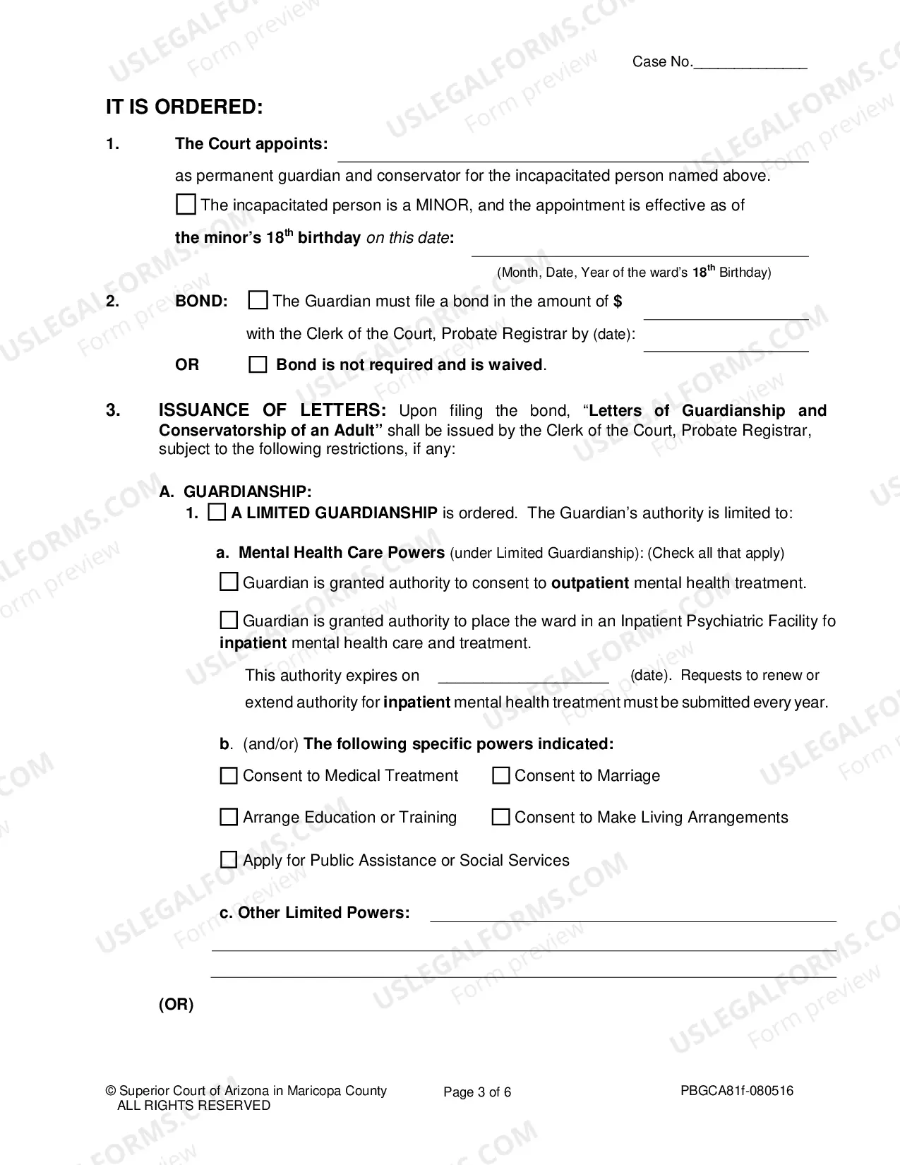 Preview Order Of Appointment Of Permanent Guardian And Conservator Of Adult