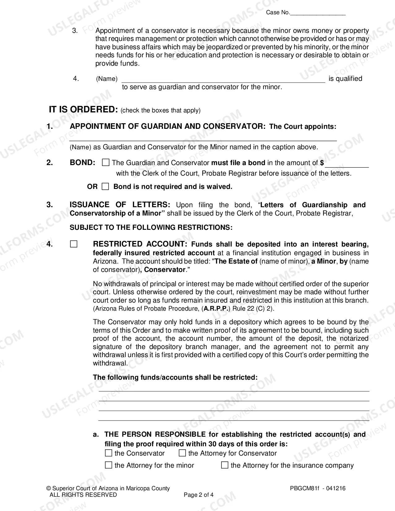 Preview Order Of Appointment Of Permanent Guardian And Conservator Of Minor