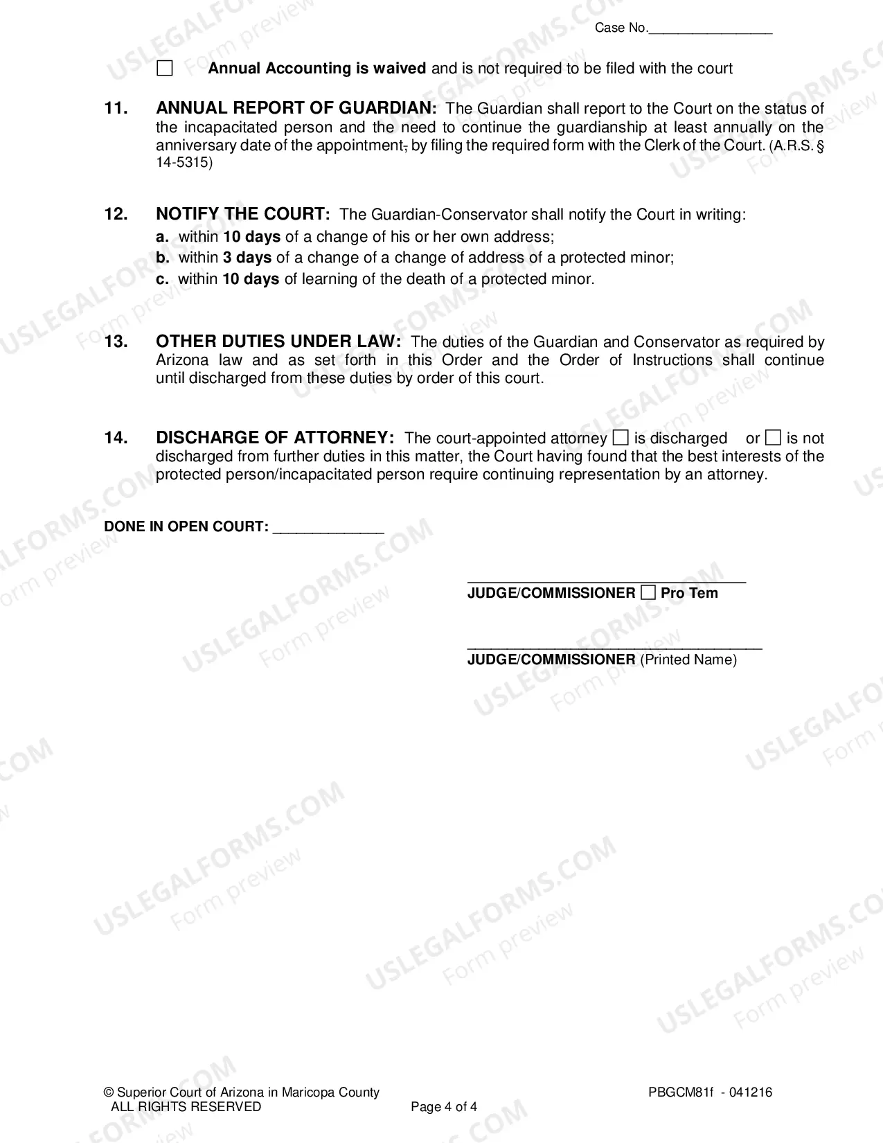Preview Order Of Appointment Of Permanent Guardian And Conservator Of Minor