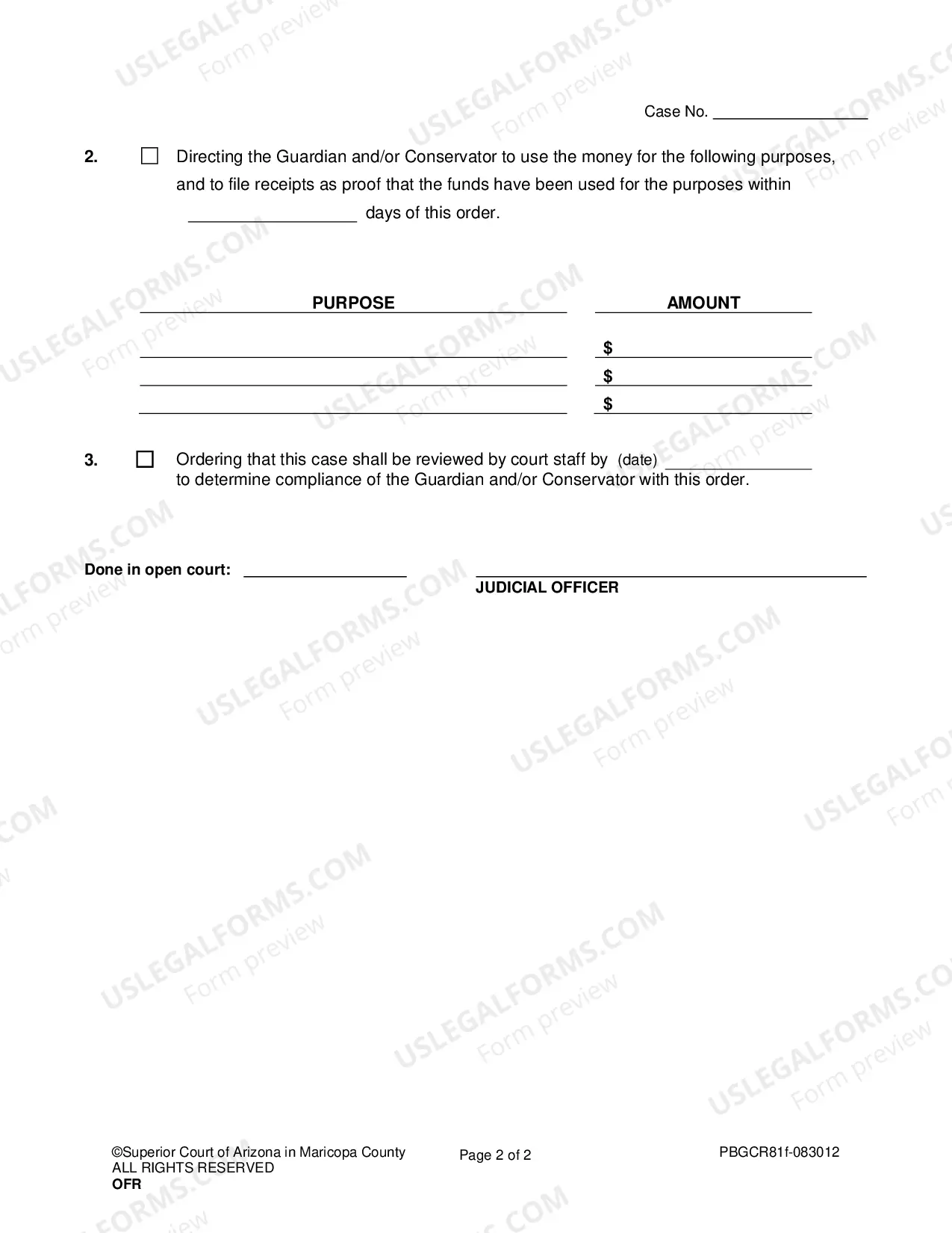Preview Order Releasing Funds From a Restricted Account and Requiring Proof of Use of Funds