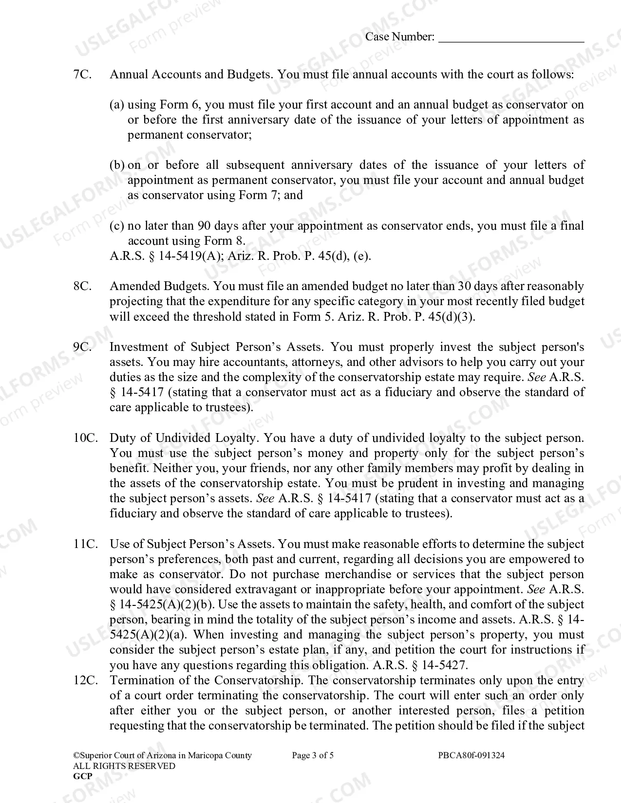 Preview Order to Conservator(s) and Acknowledgement
