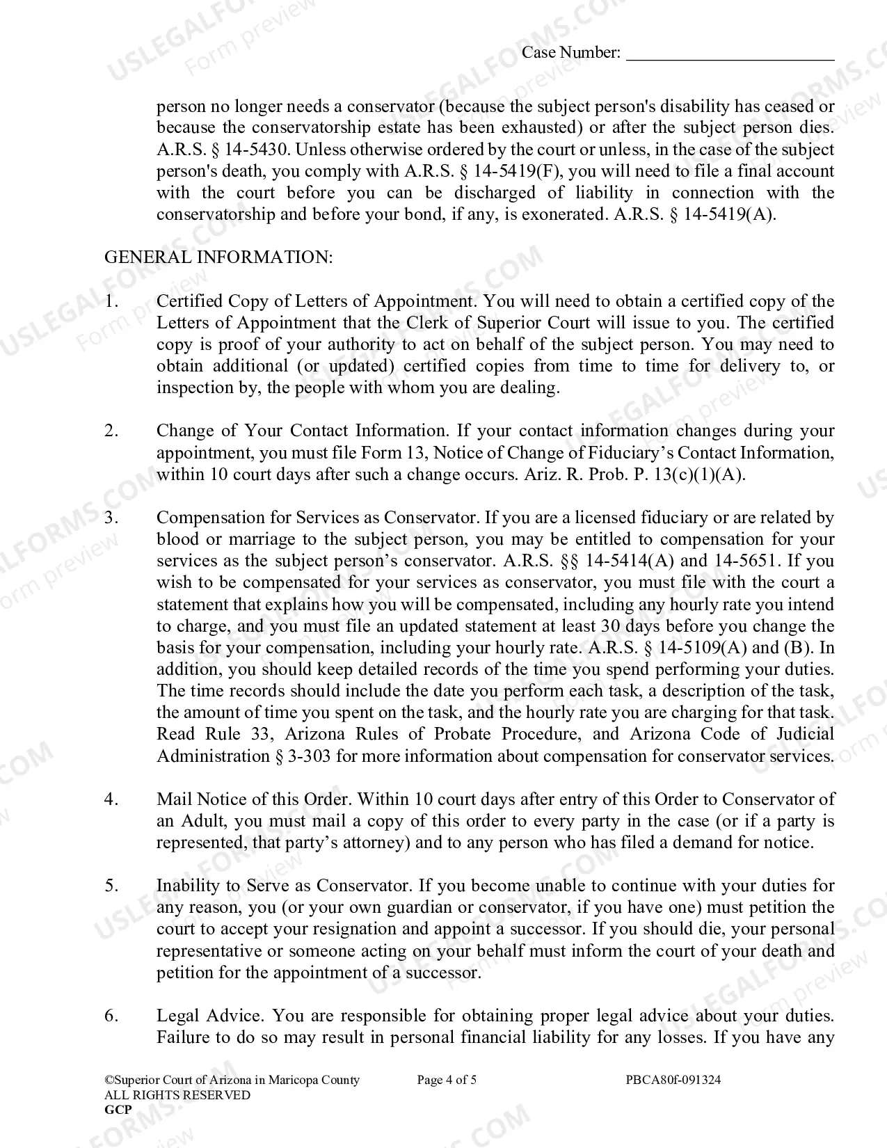 Preview Order to Conservator(s) and Acknowledgement