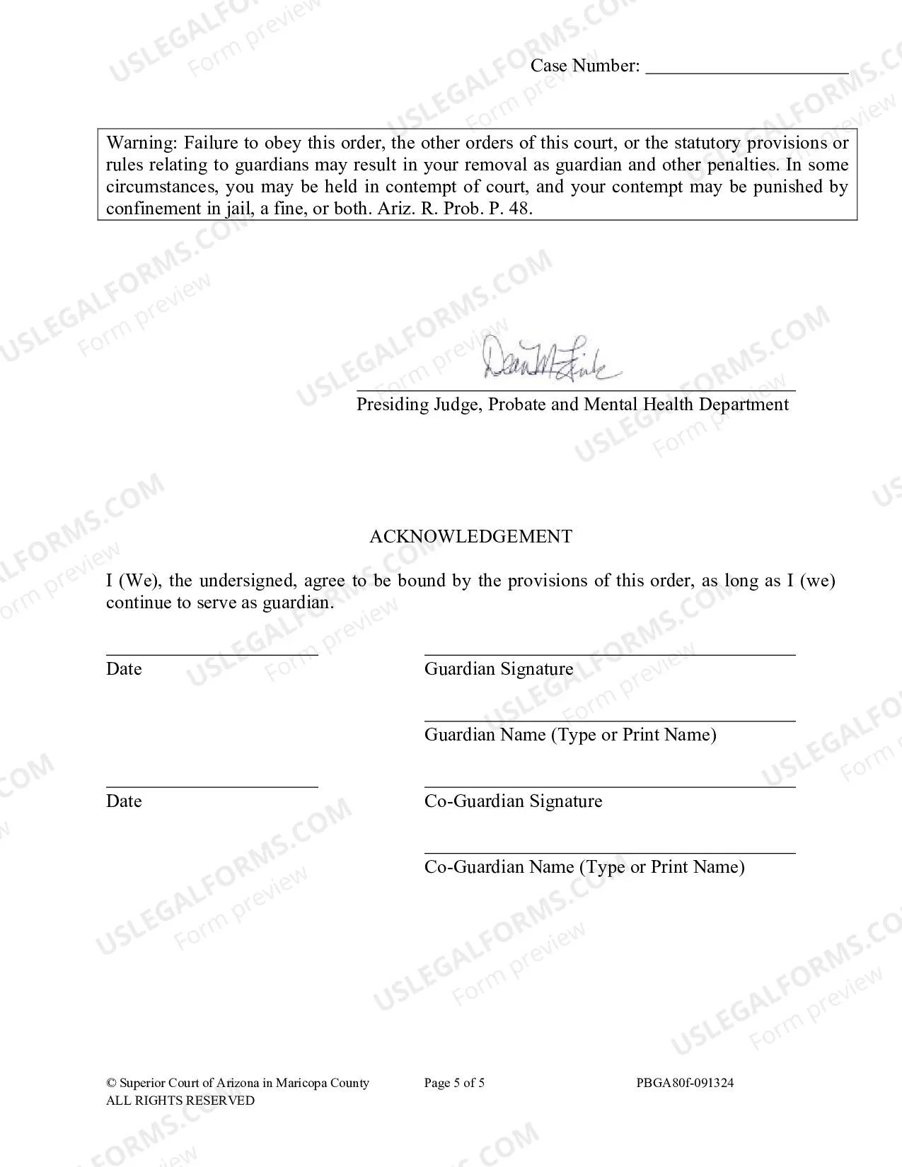 Preview Order To Guardian And Acknowledgement