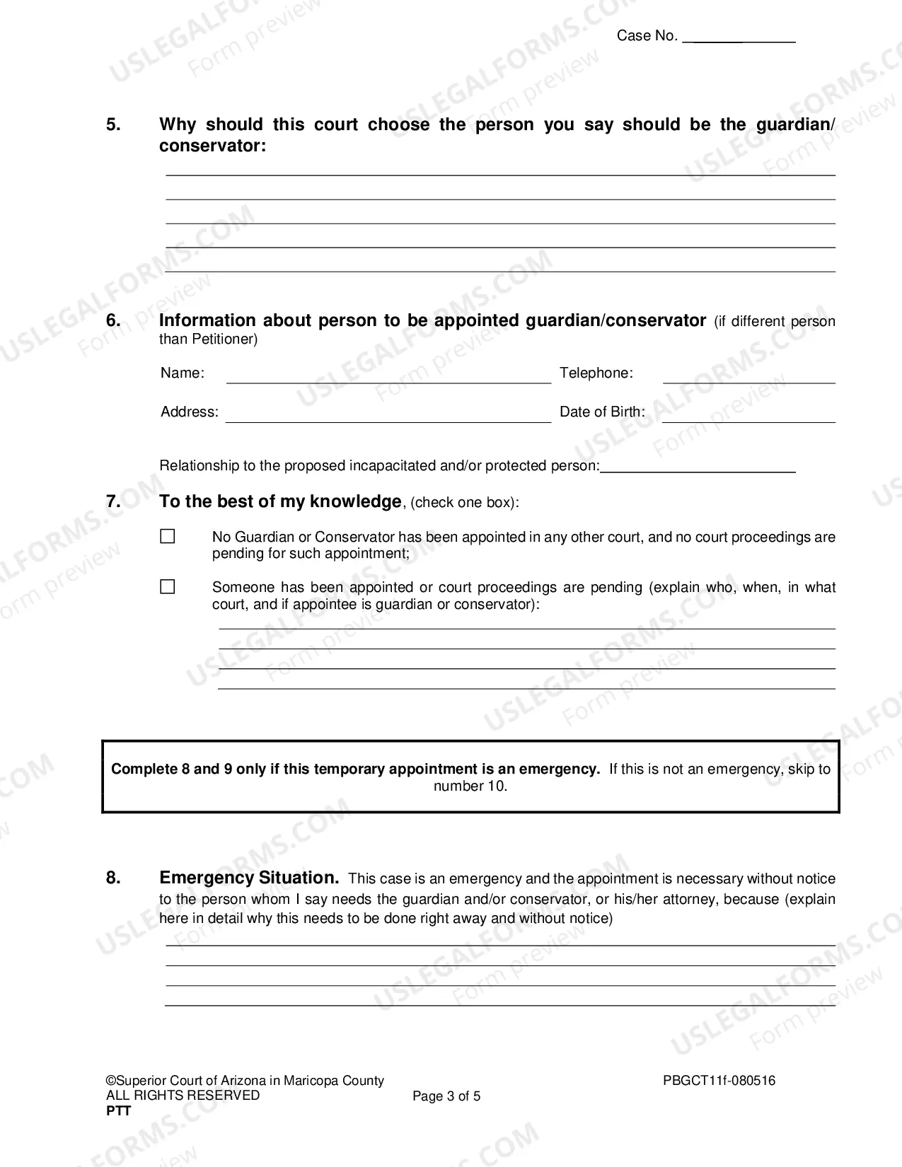 Preview Petition For Temporary Appointment Of Guardian And Or Conservator