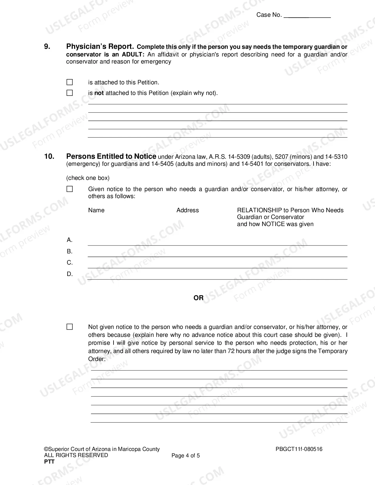 Preview Petition For Temporary Appointment Of Guardian And Or Conservator