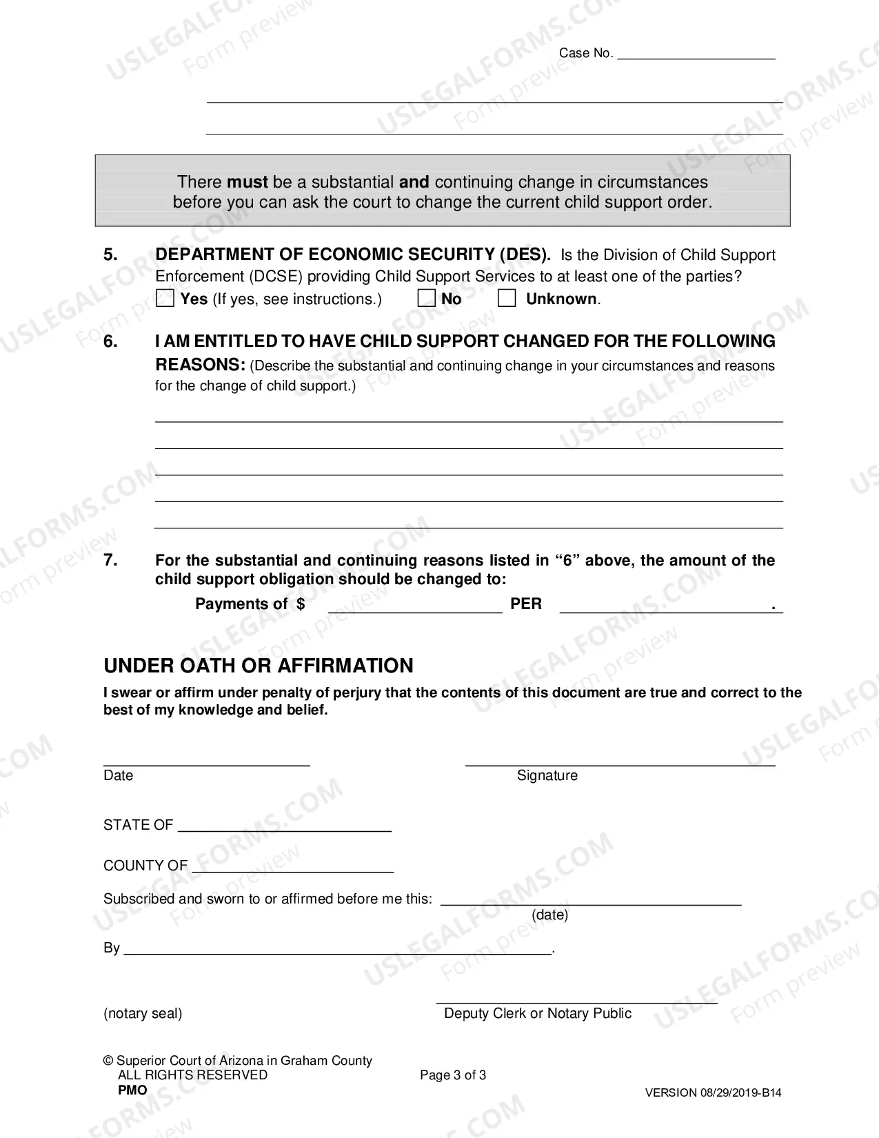 Preview Petition to Modify a Child Support Order