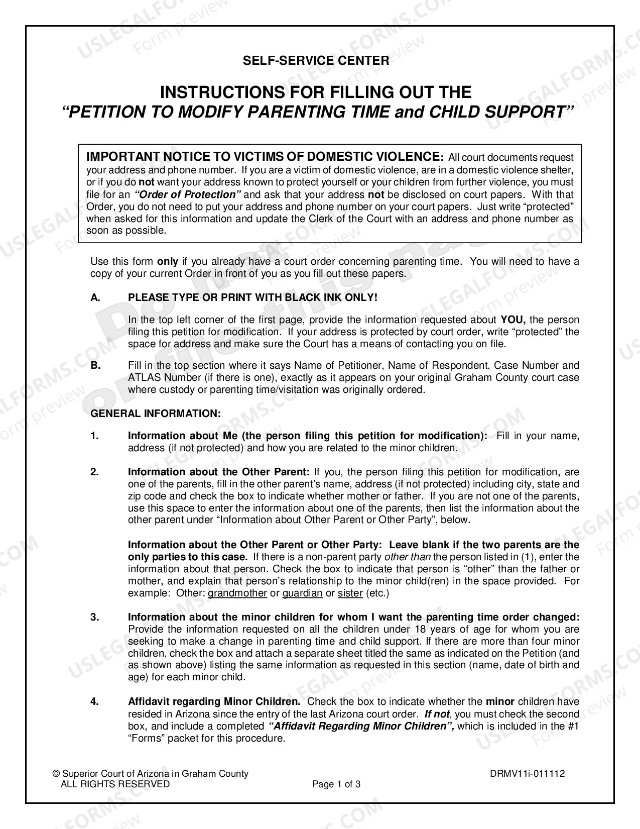Preview Petition to Modify Parenting Time and Child Support