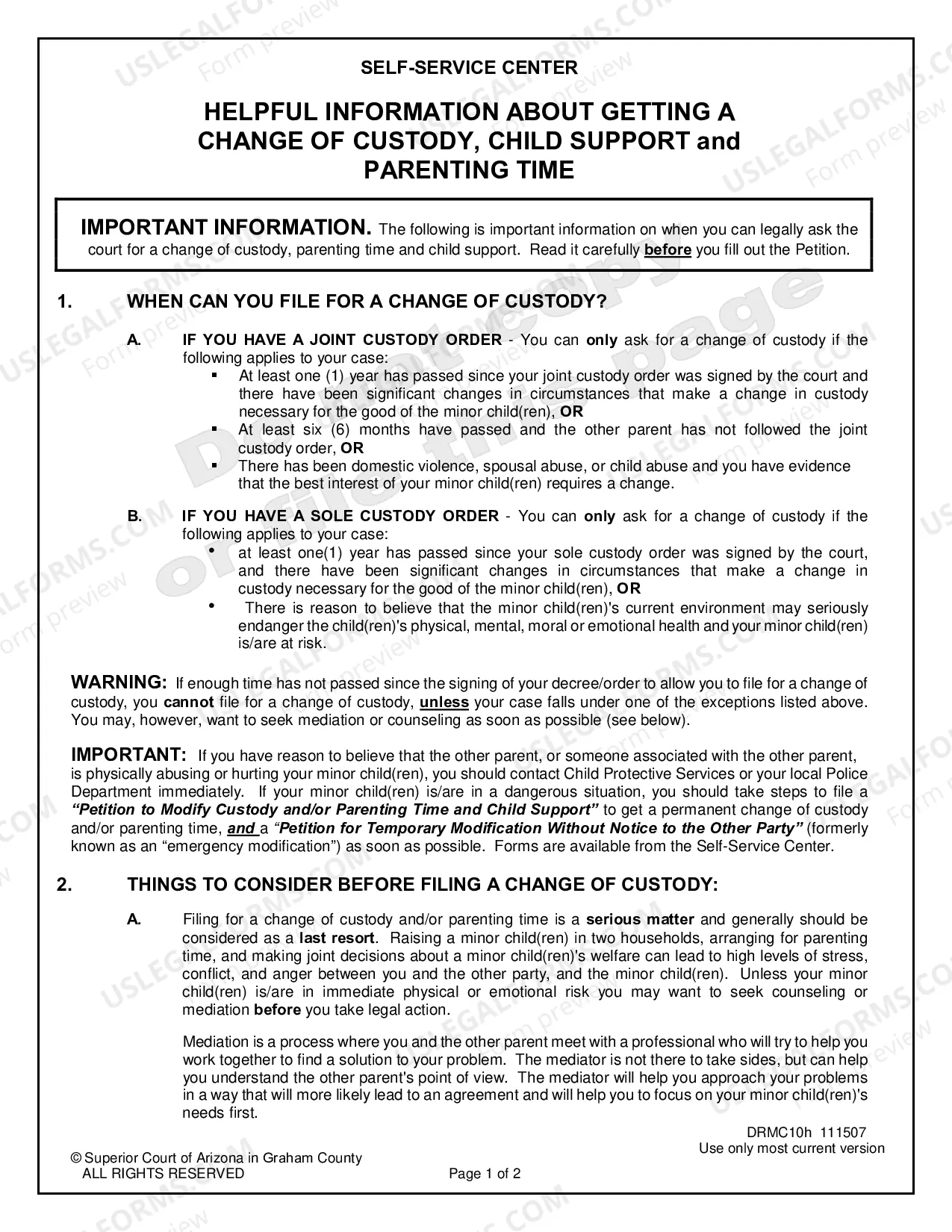 Preview Petition to Modify Custody, Visitation and Child Support