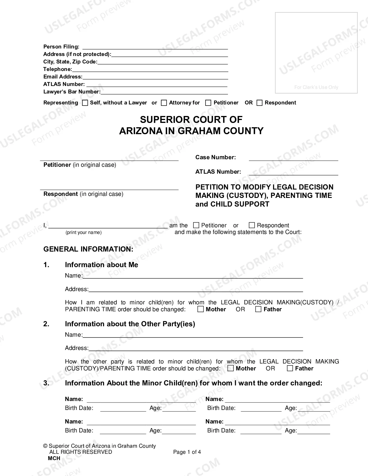 Preview Petition to Modify Custody, Visitation and Child Support