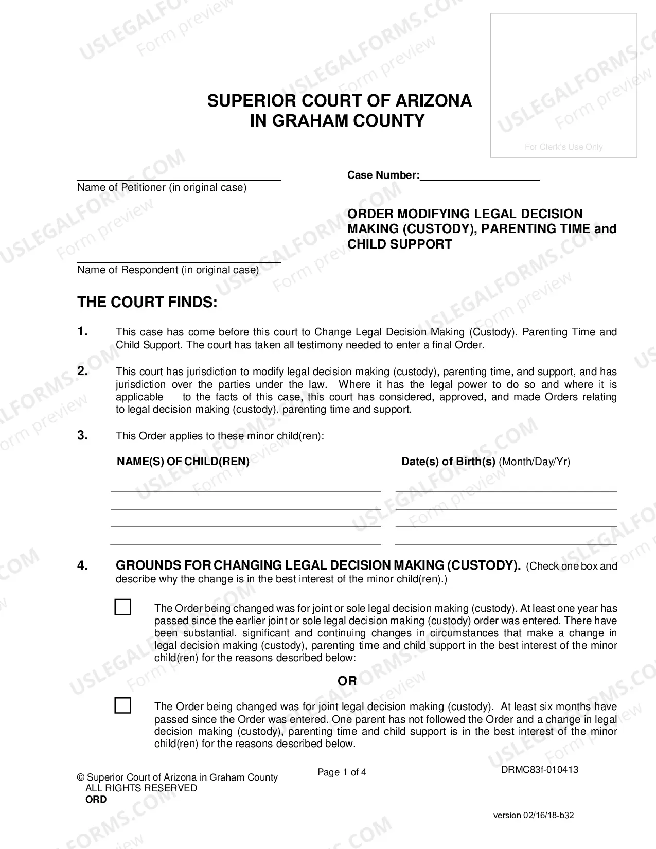 Preview Request to Modify Custody, Parenting Time and Child Support