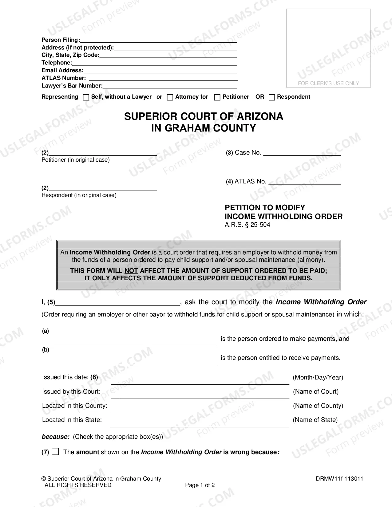 Preview Petition to Modify Income Withholding Order When All Parties Will Not Sign an Agreement