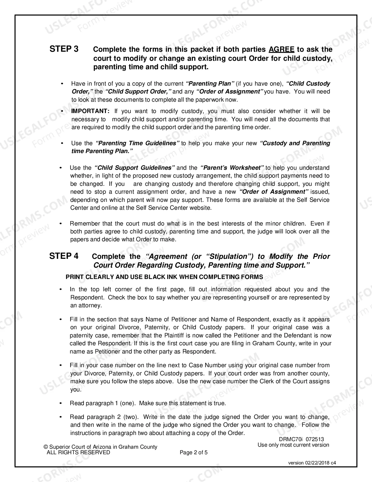 Preview Agreement to Modify Prior Court Order Regarding Custody, Parenting Time and Child Support