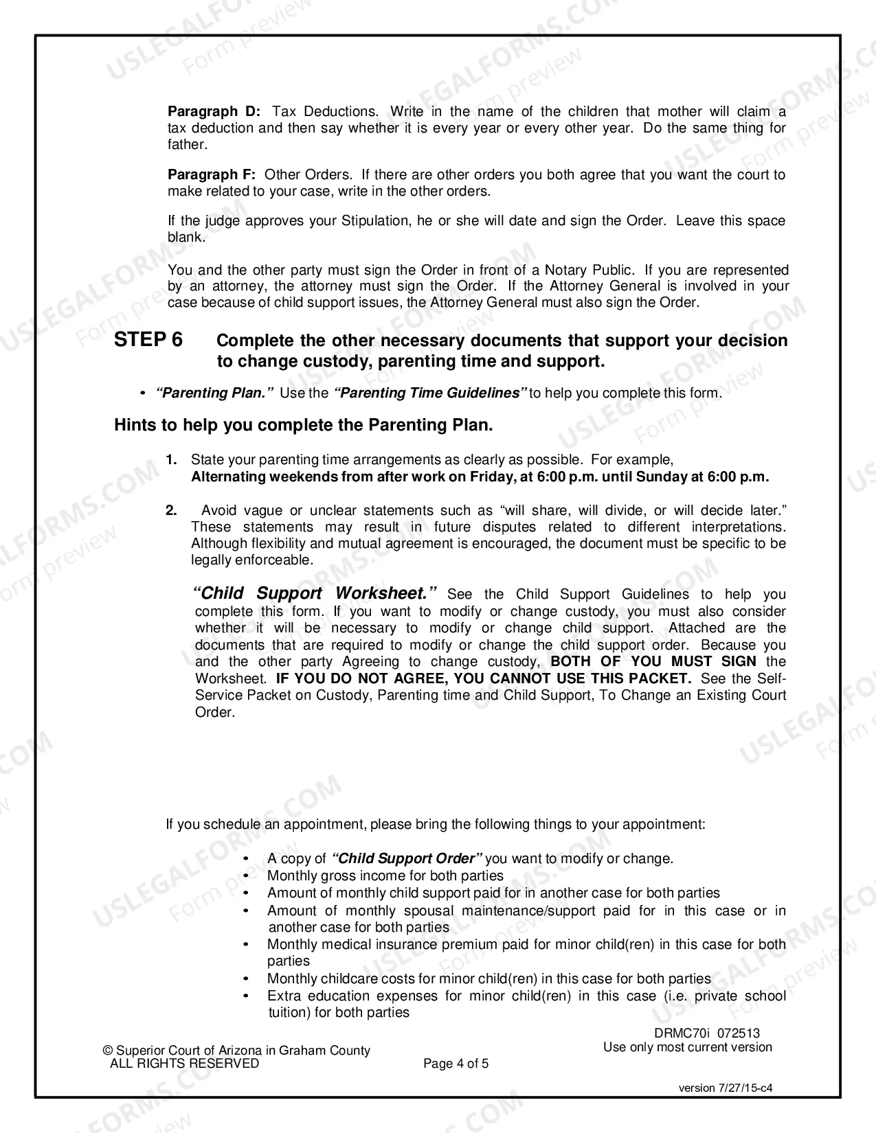 Preview Agreement to Modify Prior Court Order Regarding Custody, Parenting Time and Child Support