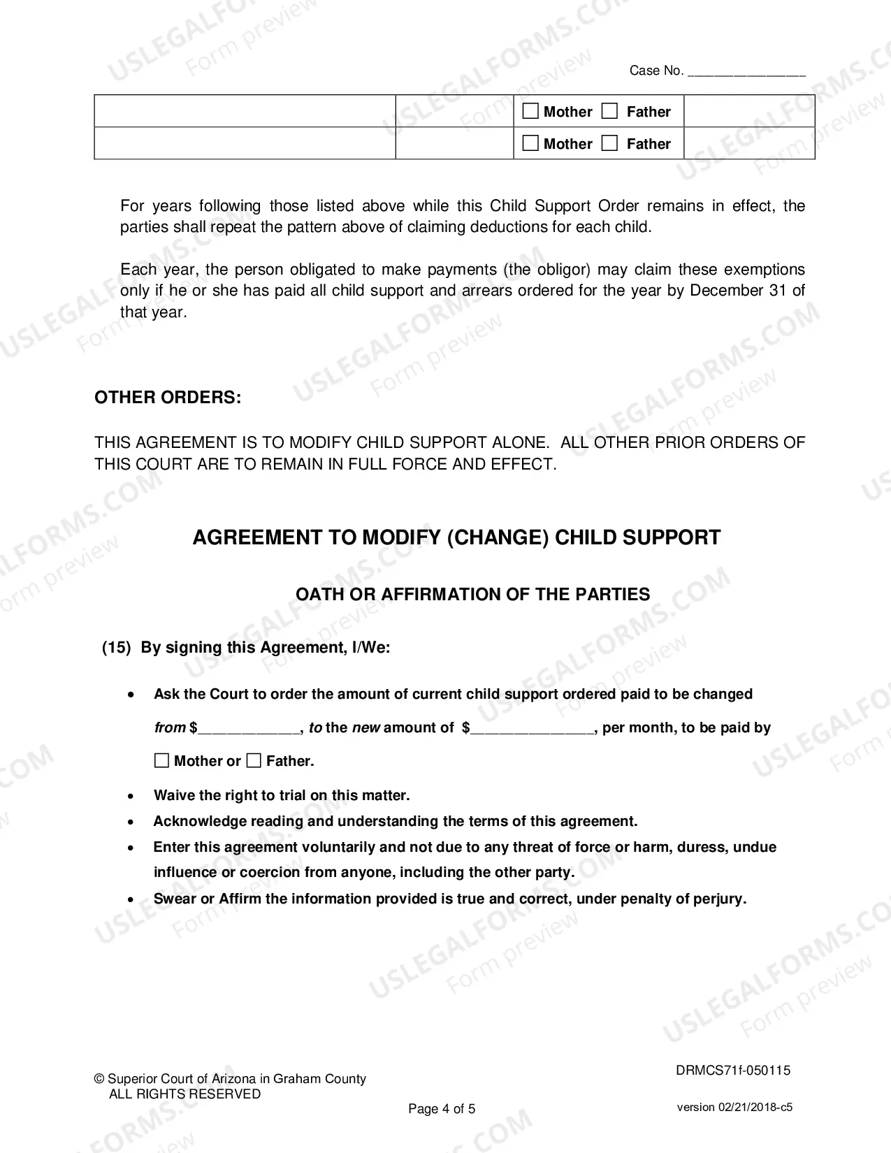 Preview Agreement to Modify Child Support when All Parties Will Sign the Agreement