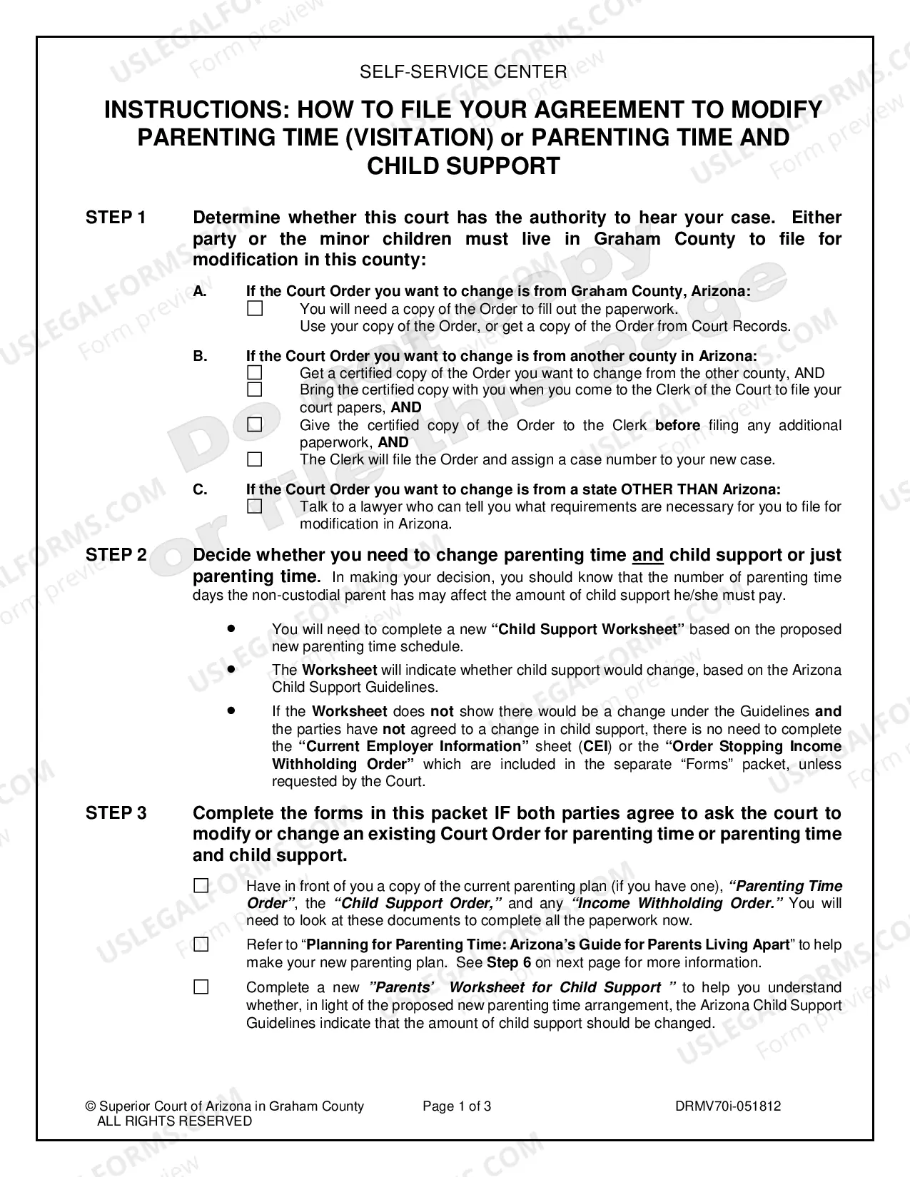 Preview Agreement to Modify Parenting Time When All Parties Will Sign Agreement