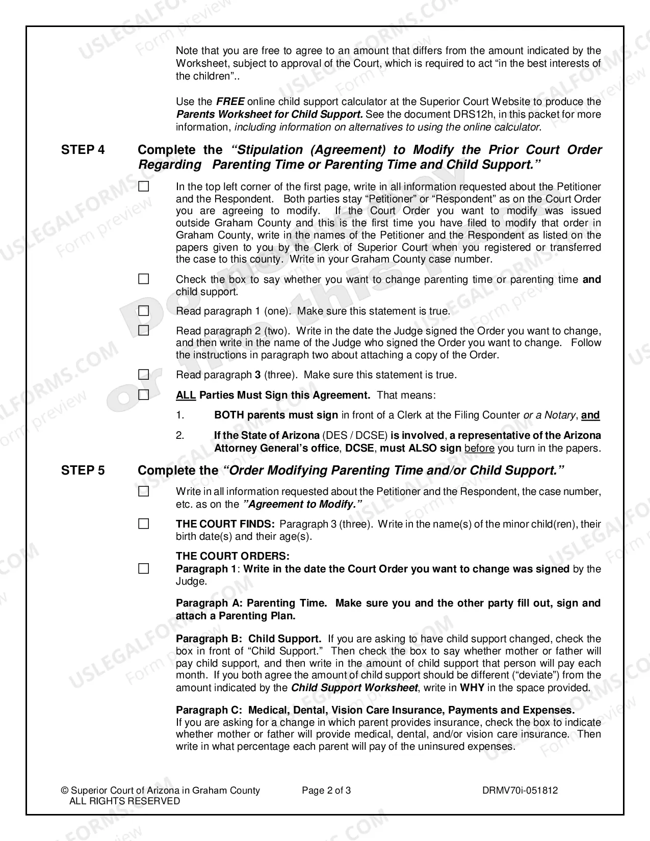 Preview Agreement to Modify Parenting Time When All Parties Will Sign Agreement
