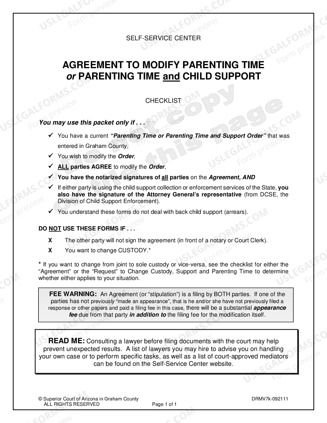 Preview Agreement to Modify Parenting Time When All Parties Will Sign Agreement