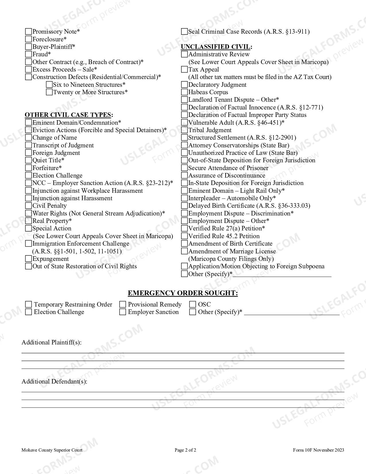 Preview Civil Cover Sheet