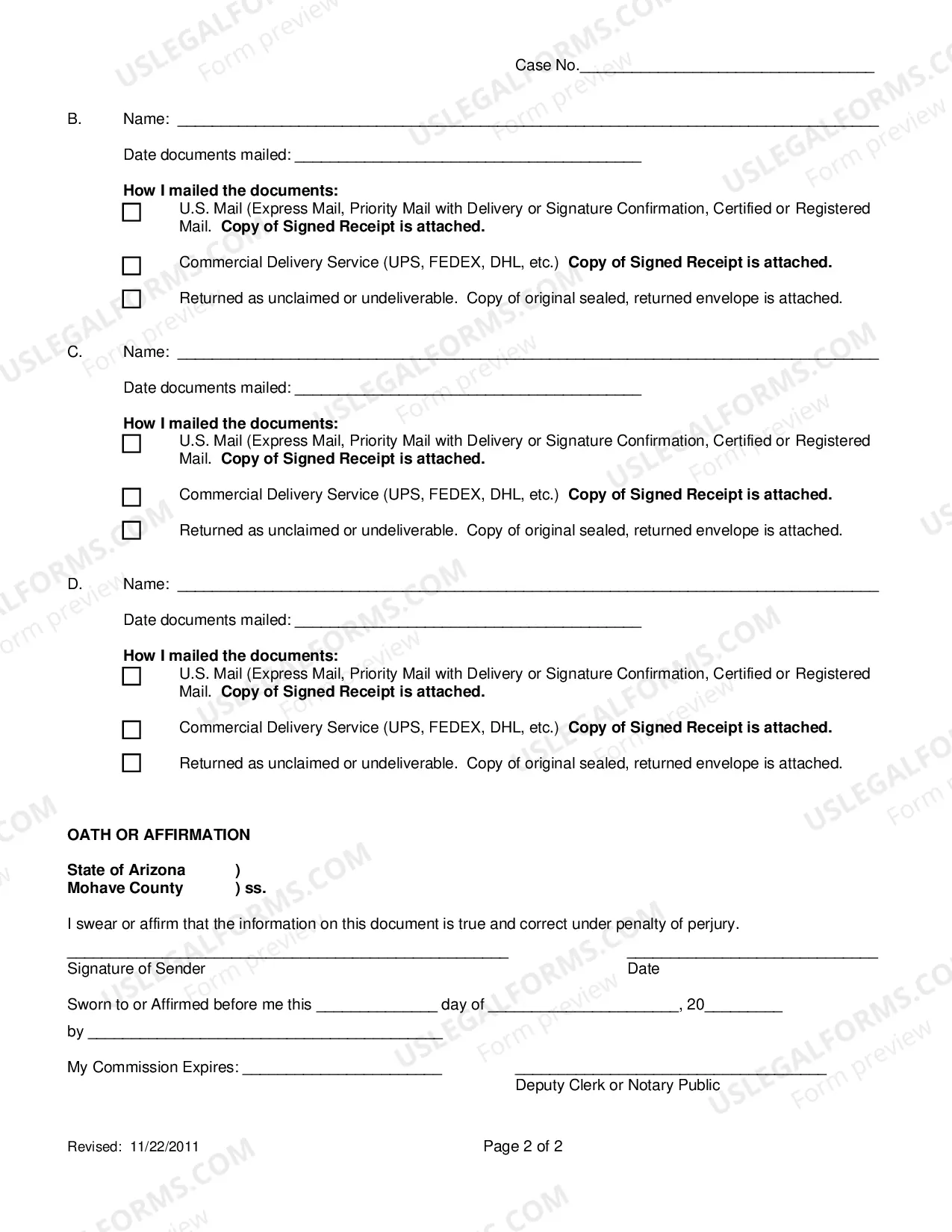 Preview Affidavit of Mailing Application for Release of Excess Proceeds of Sale