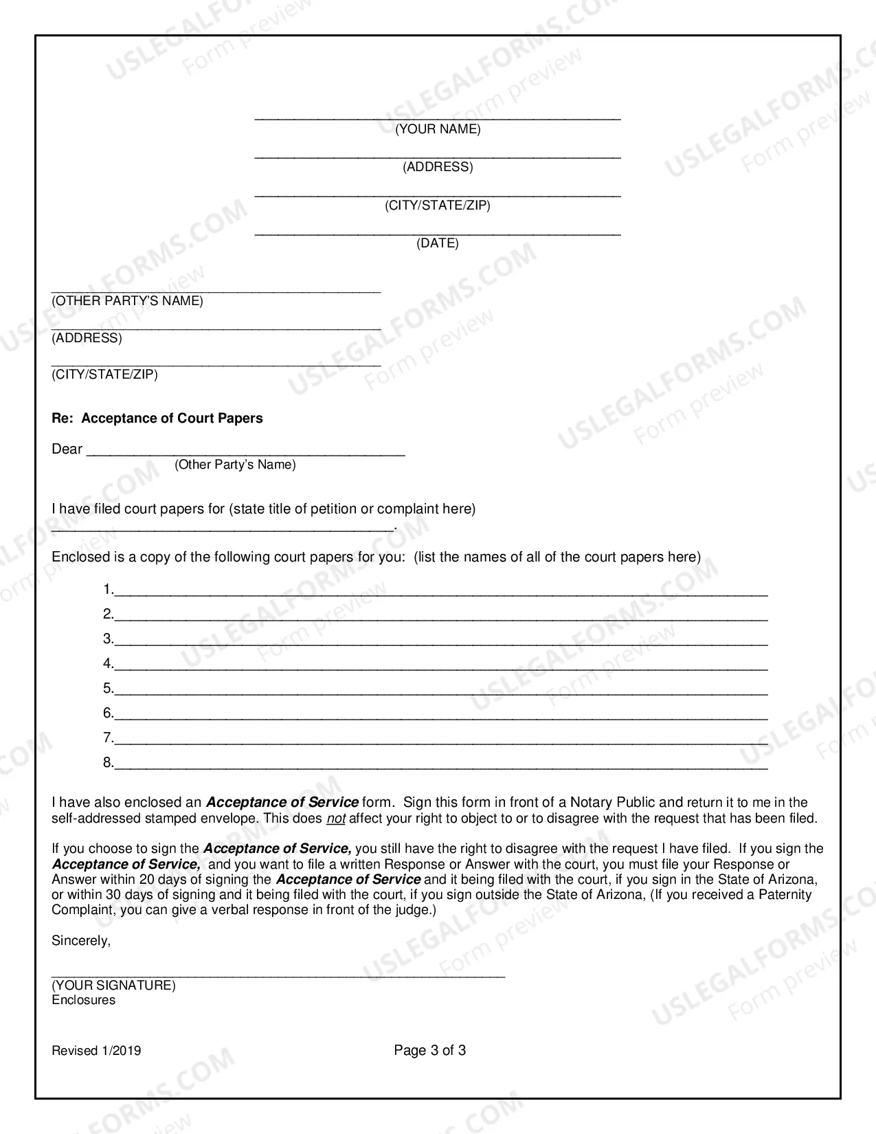 Preview Instructions: How to Serve the Other Party Using "Acceptance of Service" Method after You Have Filed Your Court Papers