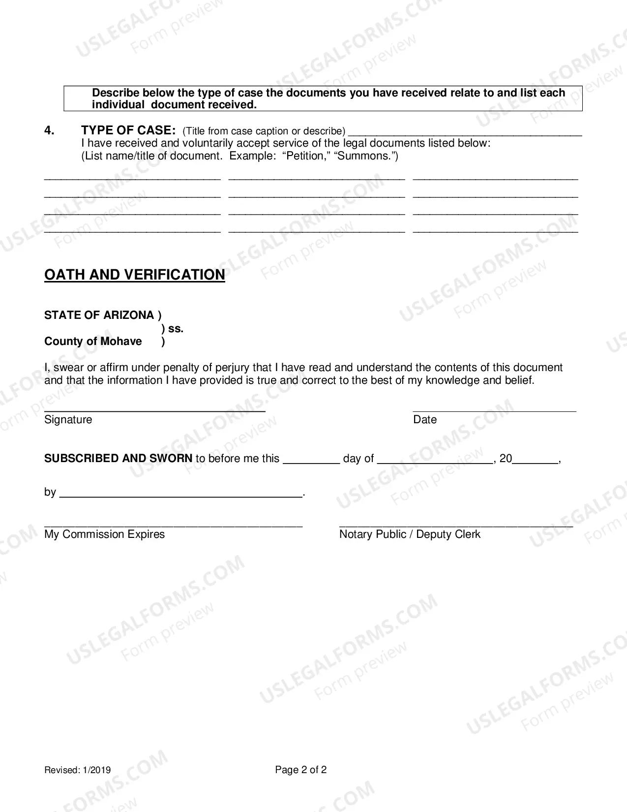 Preview Acceptance of Service