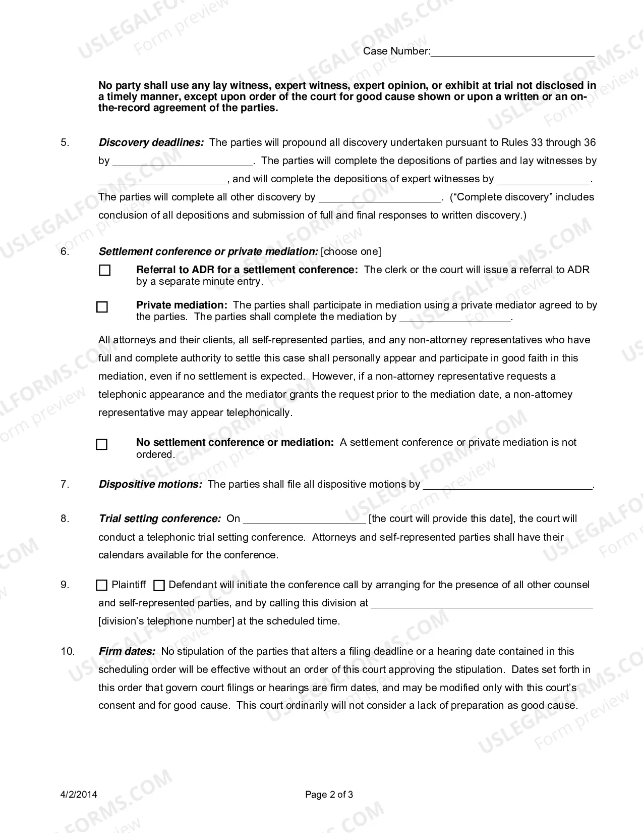 Preview Joint Report and Proposed Scheduling Order (Standard Case)
