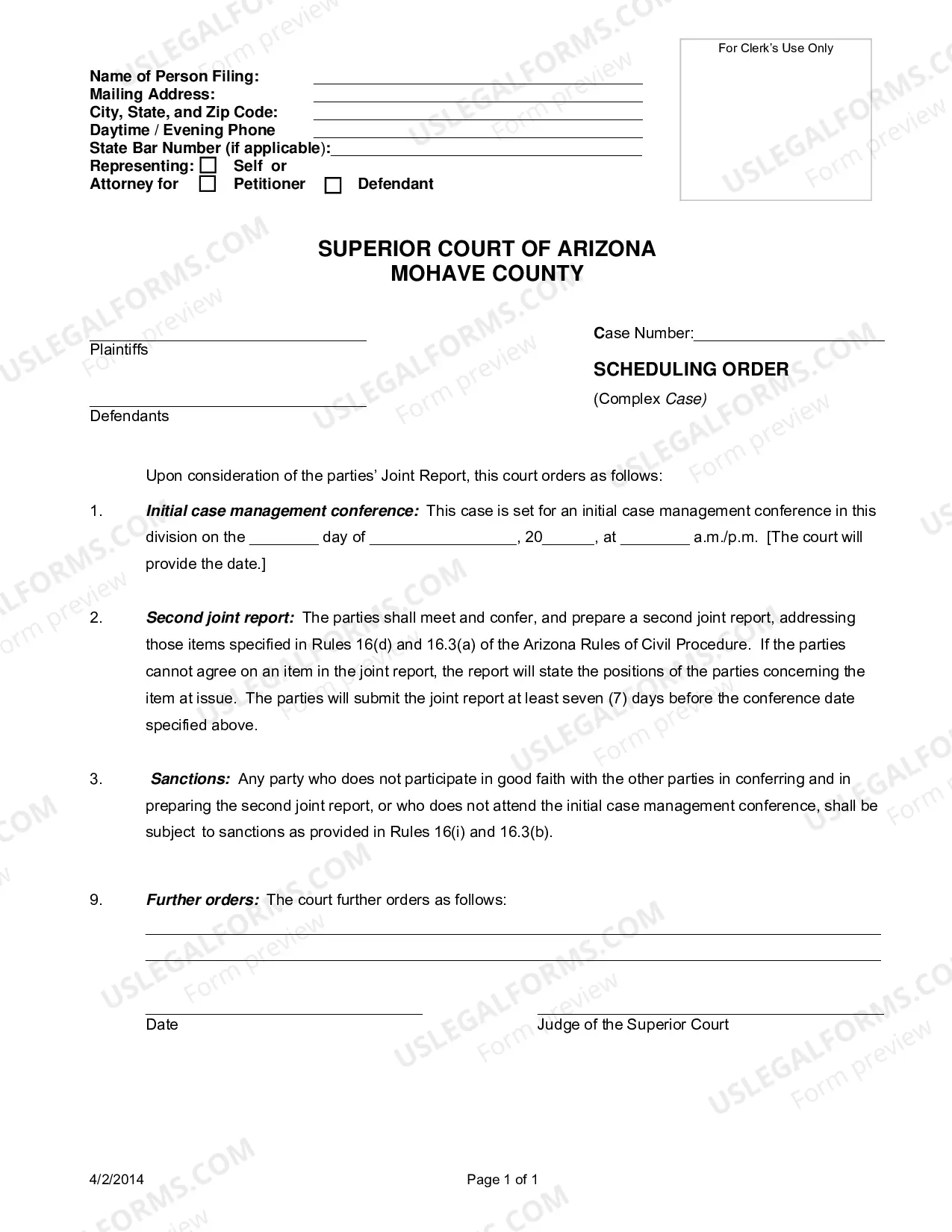 Preview Joint Report and Proposed Scheduling Order (Complex Case)