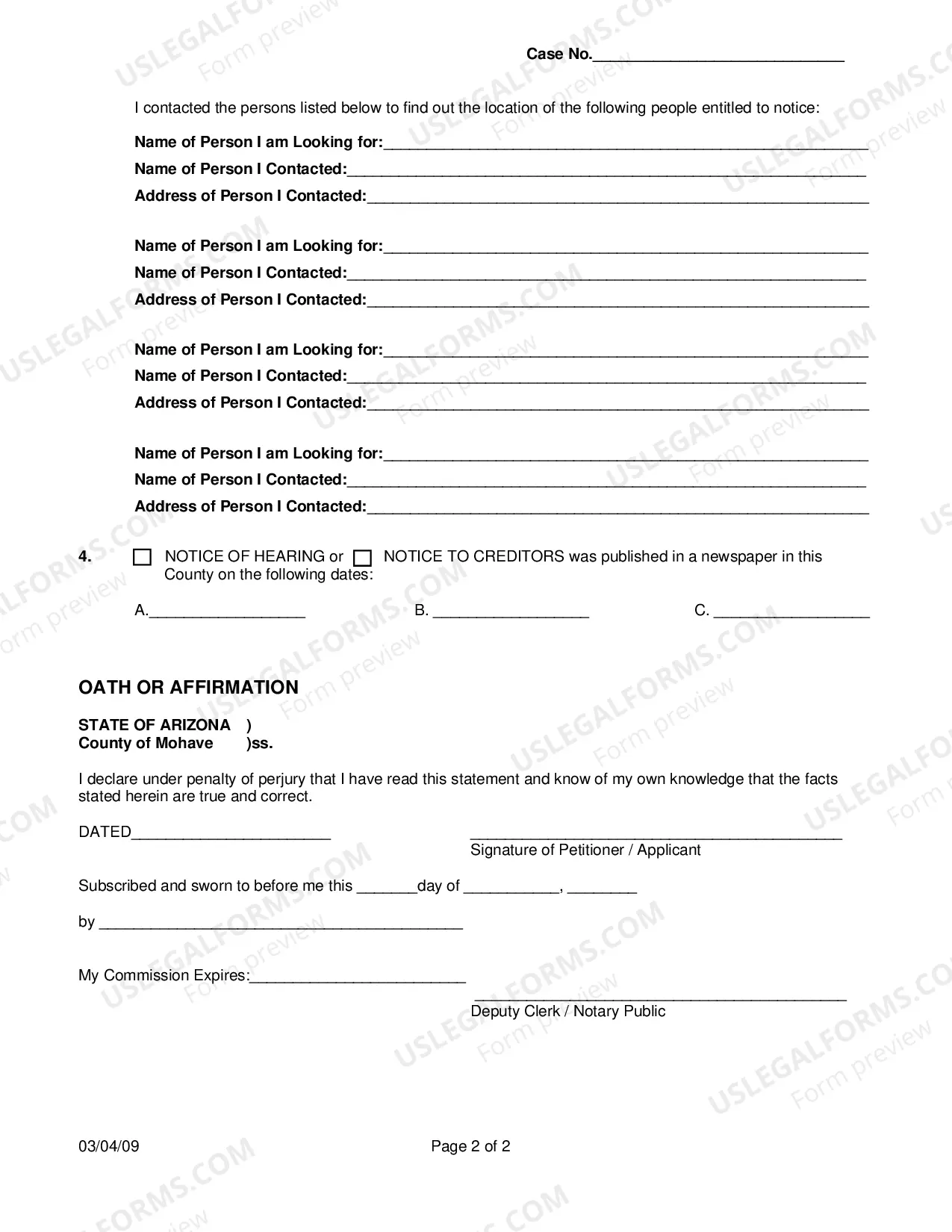 Preview Affidavit Showing Circumstances Why Service by Publication Was Used And About Publication