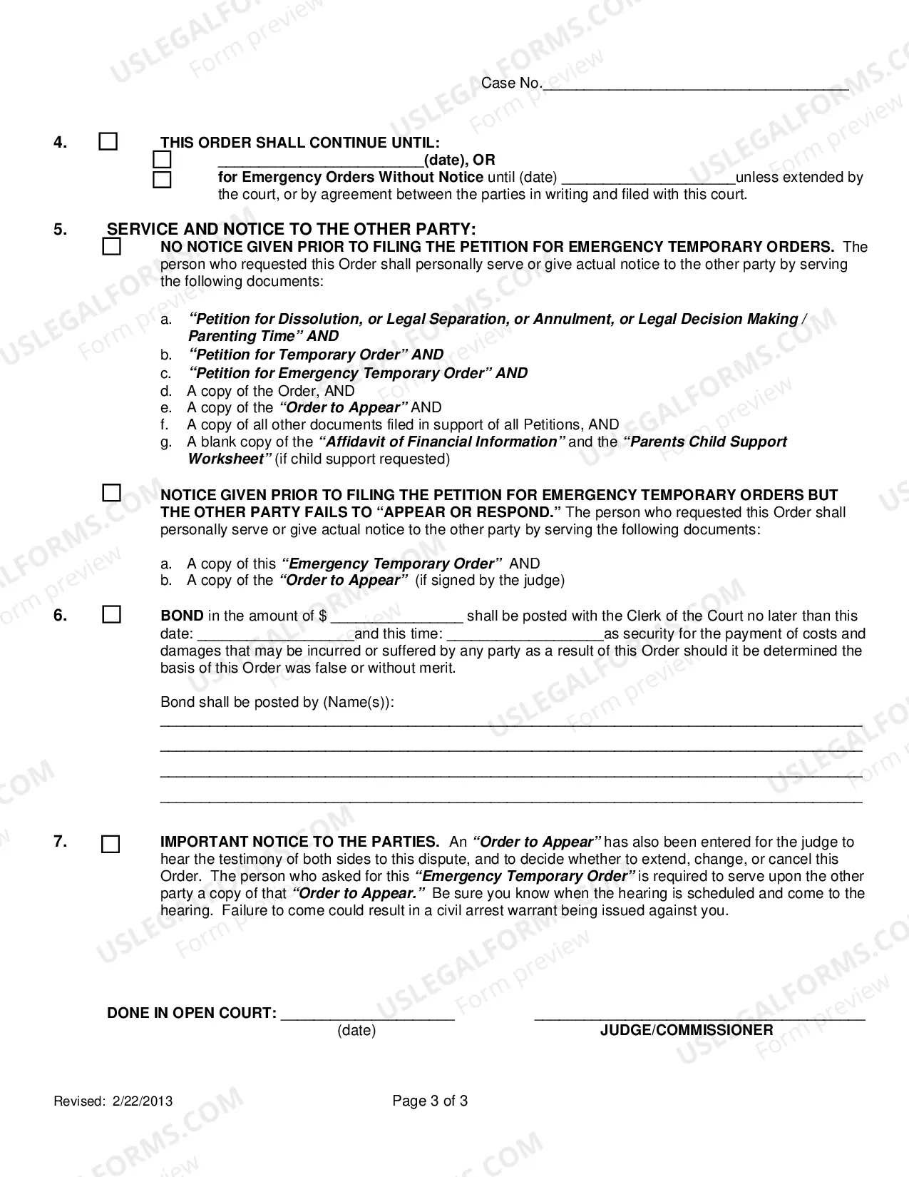 Preview Emergency Temporary Order Regarding