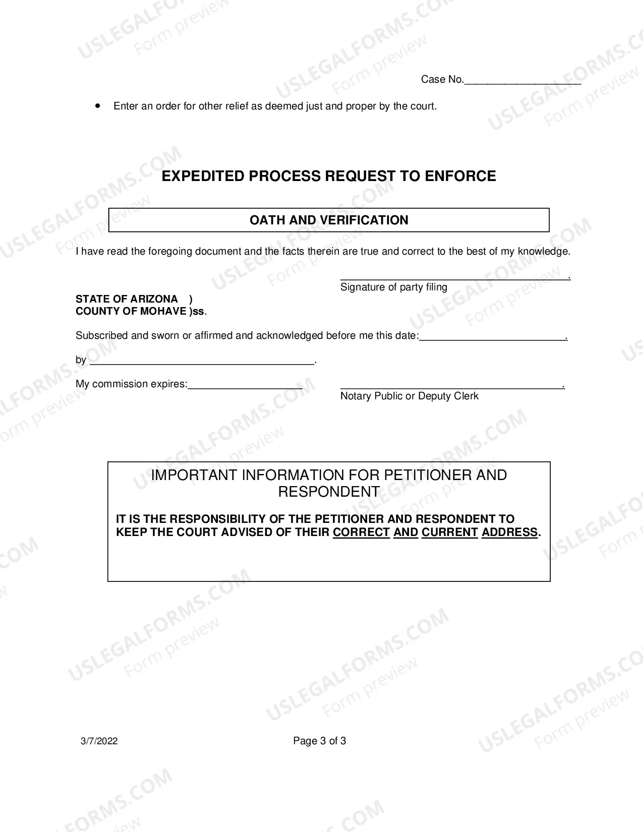 Preview Expedited Process Request To Enforce