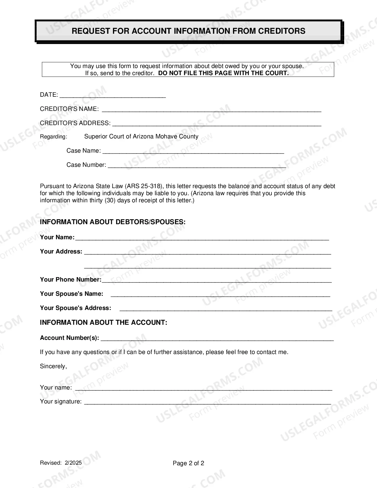 Preview Notice Regarding Creditors