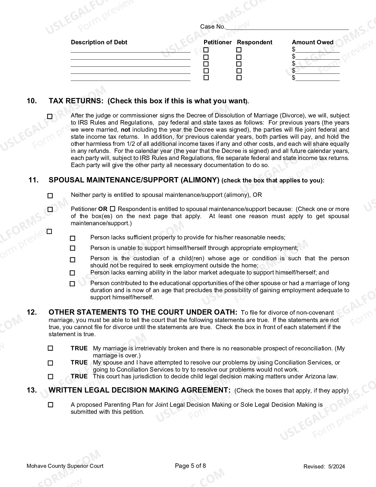 Preview Petition For Dissolution Of Non-Covenant Marriage (Divorce) With Children