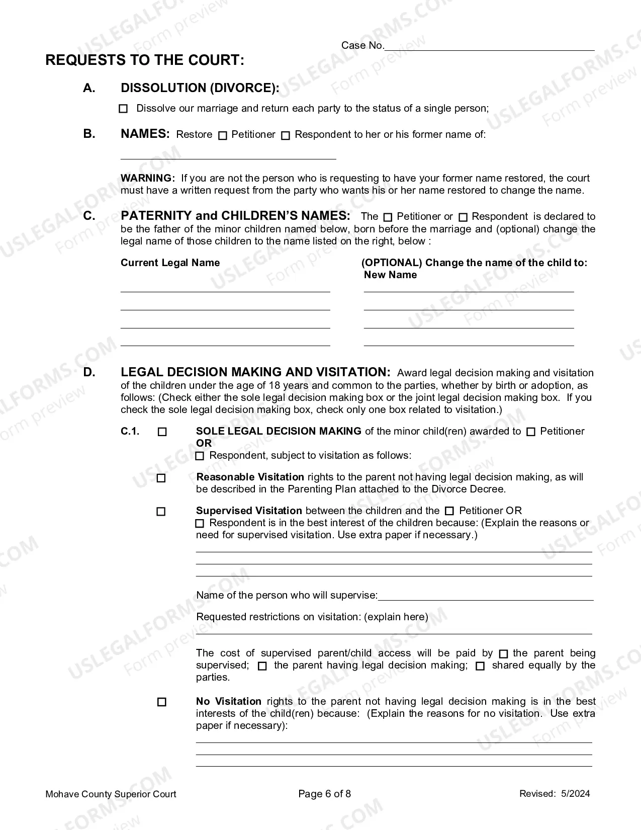 Preview Petition For Dissolution Of Non-Covenant Marriage (Divorce) With Children