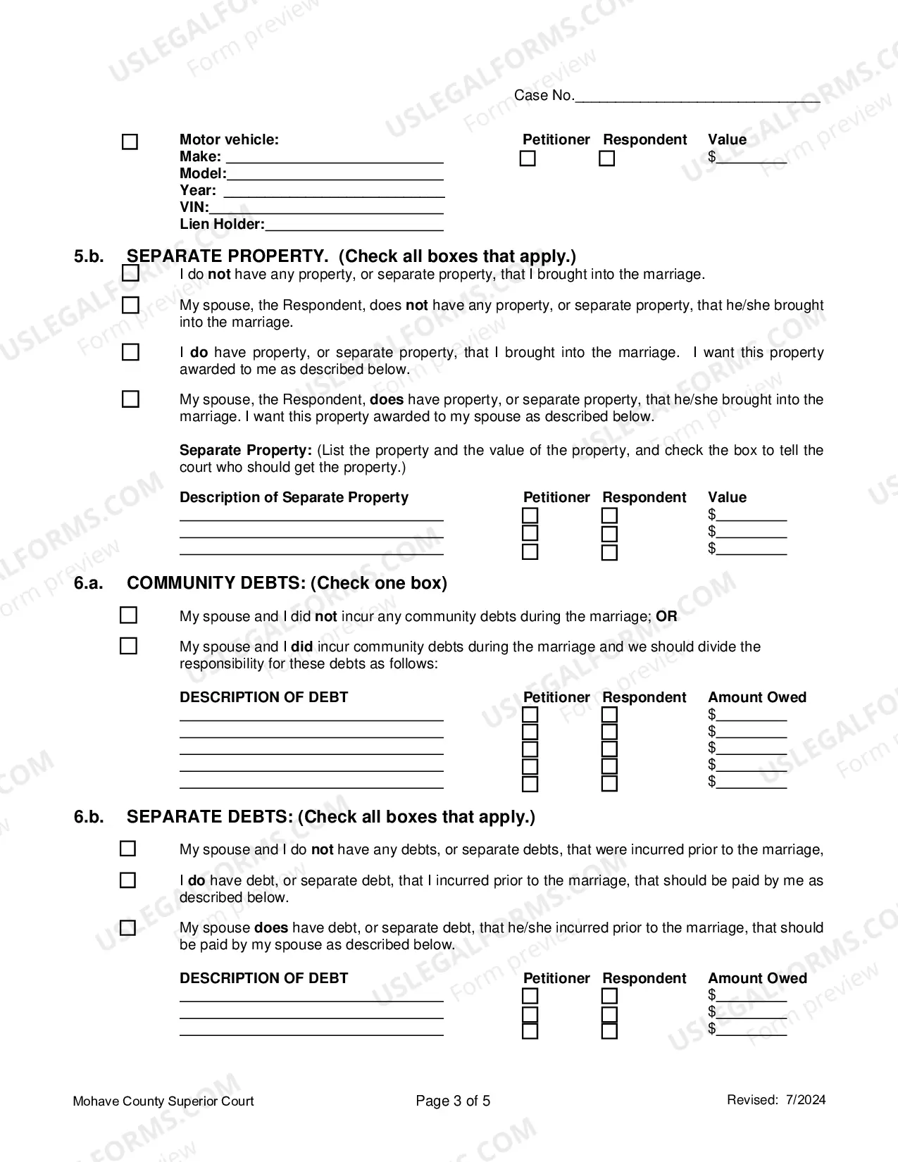 Preview Petition For Dissolution Of Non-Covenant Marriage (Divorce) Without Children