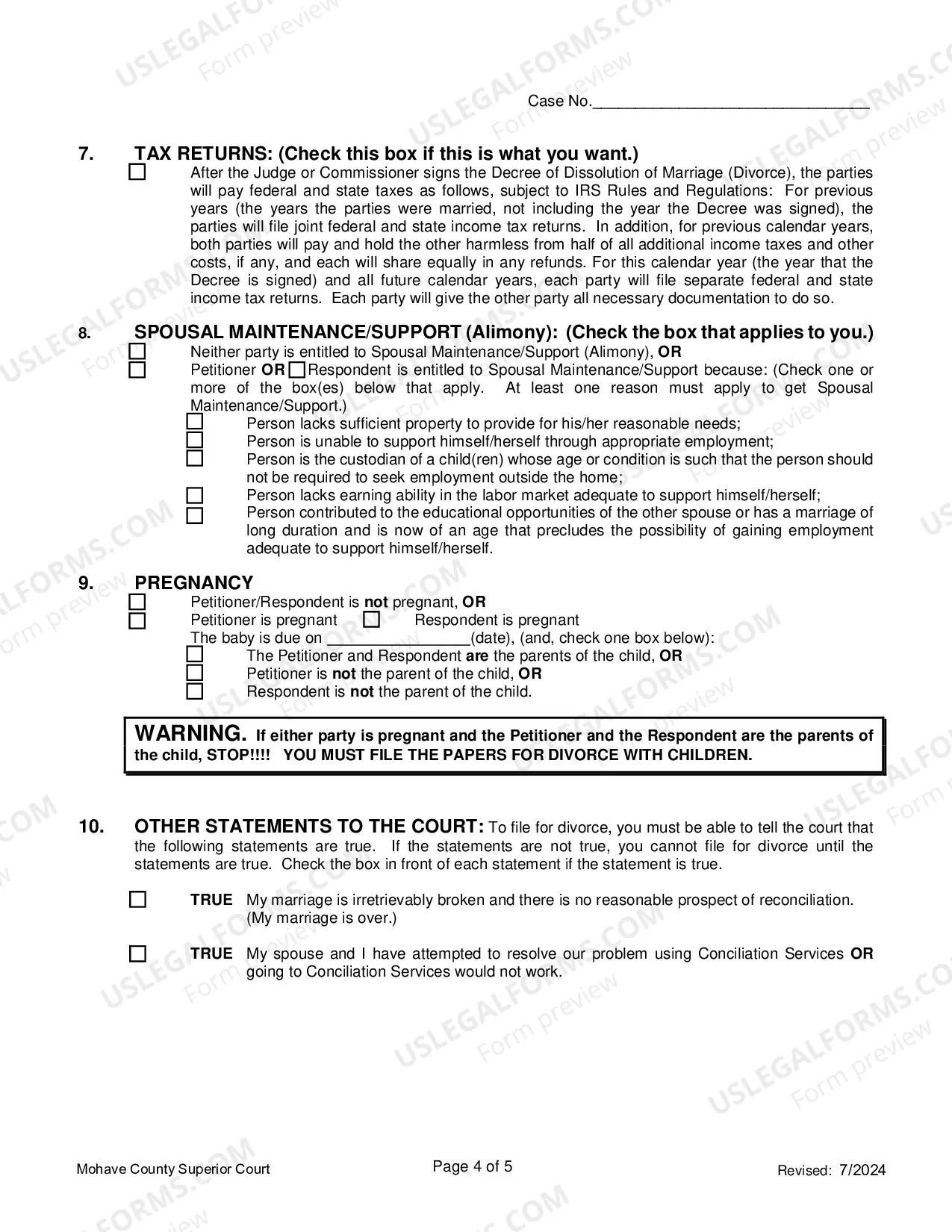 Preview Petition For Dissolution Of Non-Covenant Marriage (Divorce) Without Children