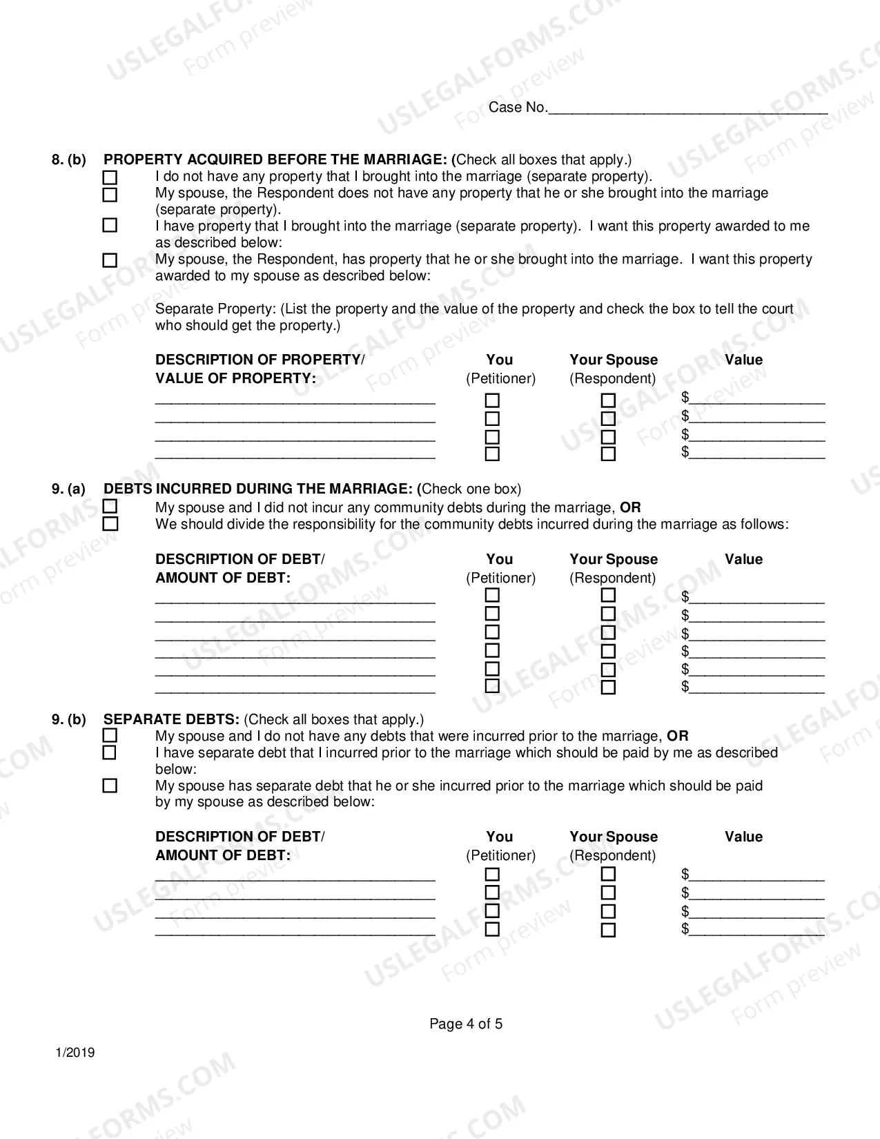 Preview Petition For Legal Separation Without Minor Children