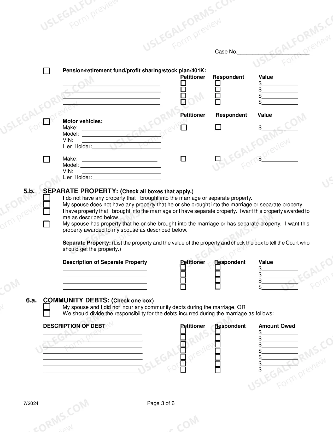 Preview Response To Petition For Dissolution Of Non-Covenant Marriage Divorce) Without Children