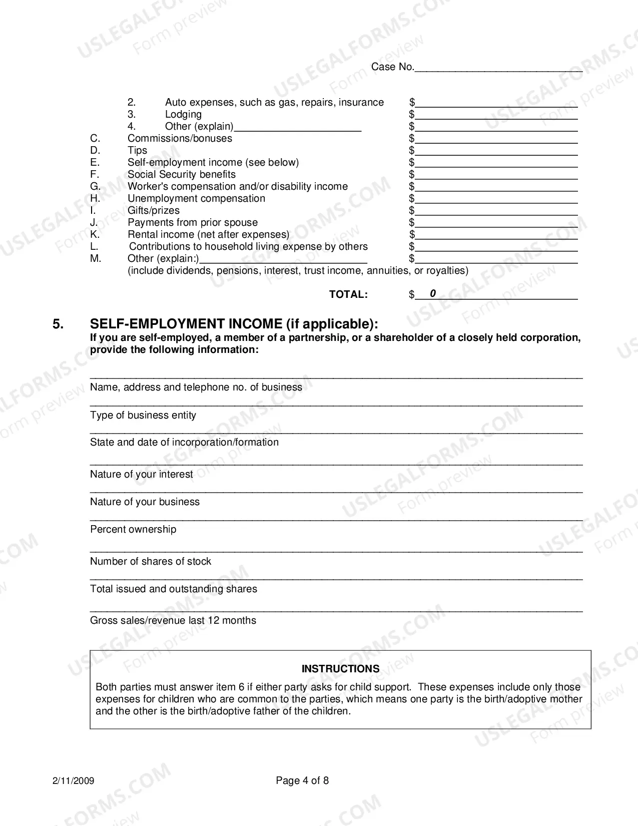 Preview Affidavit Of Financial Information