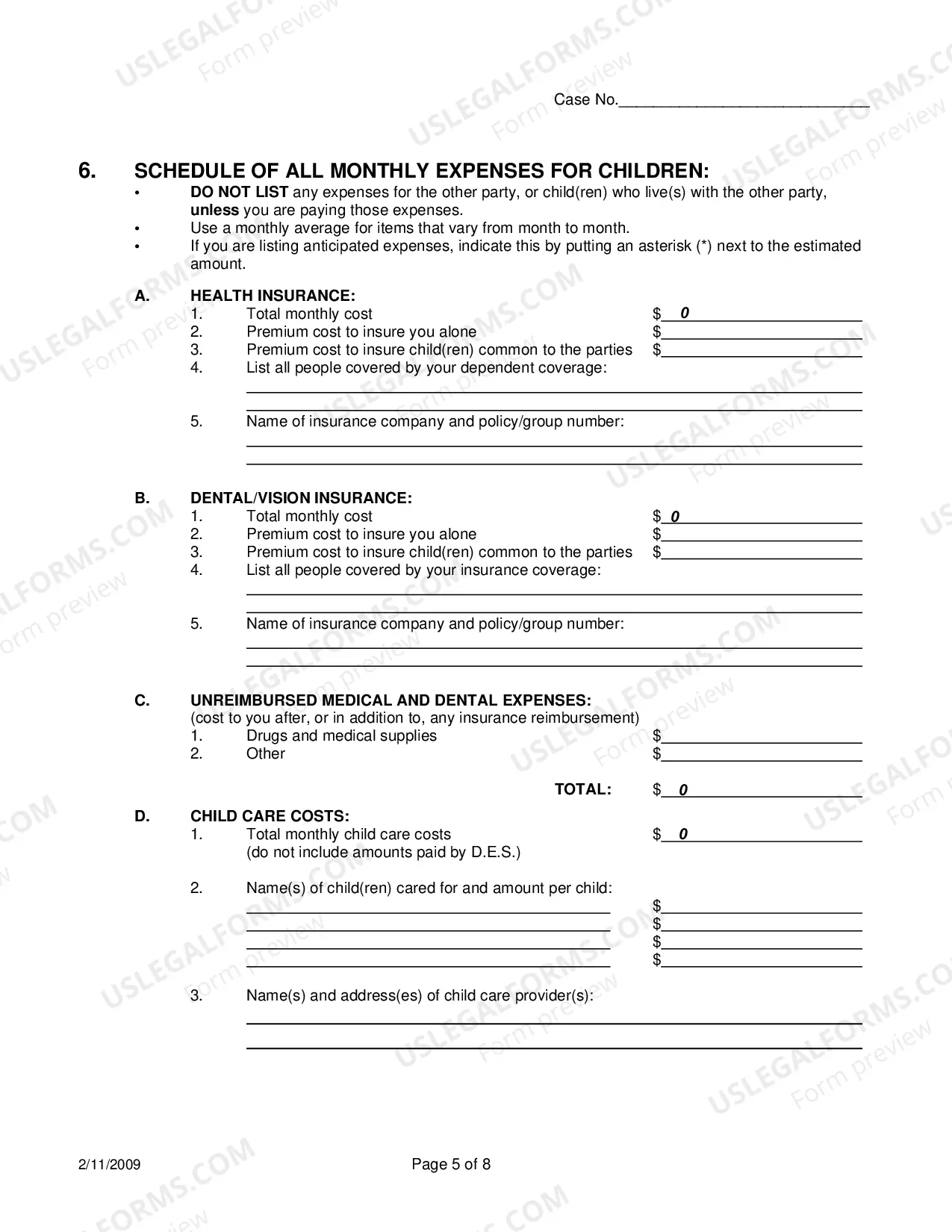 Preview Affidavit Of Financial Information