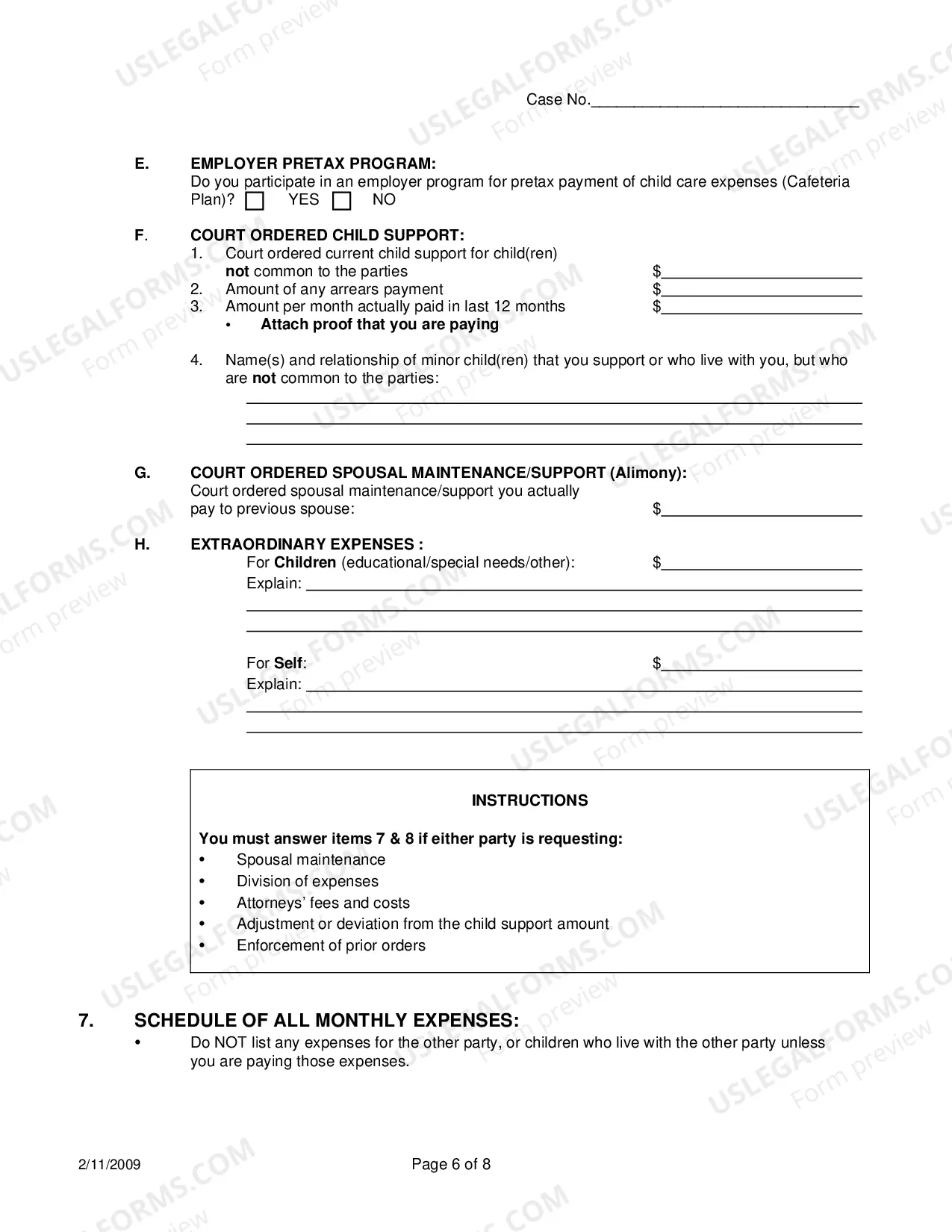 Preview Affidavit Of Financial Information