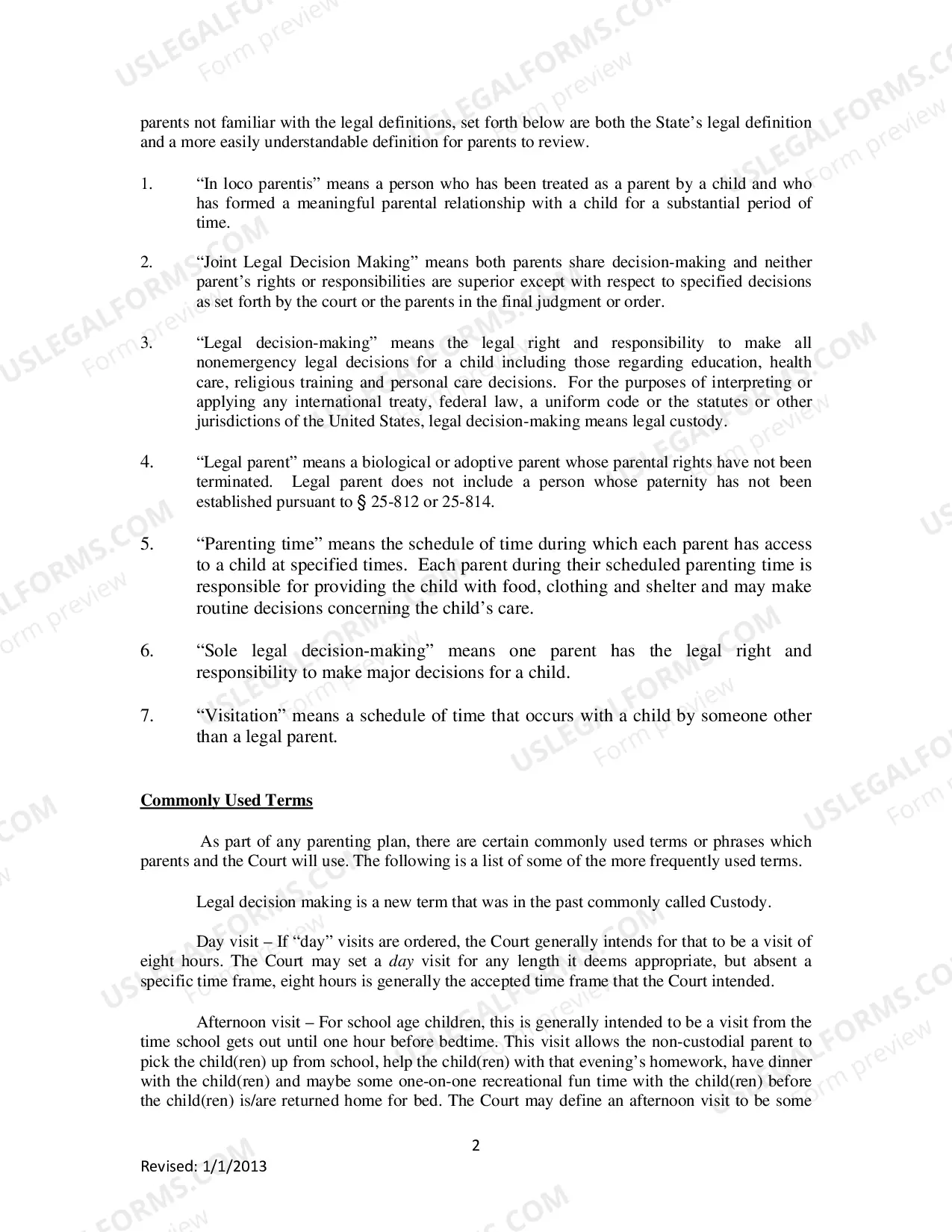 Preview Mohave County Legal Decision Making And Parenting Time Guidelines