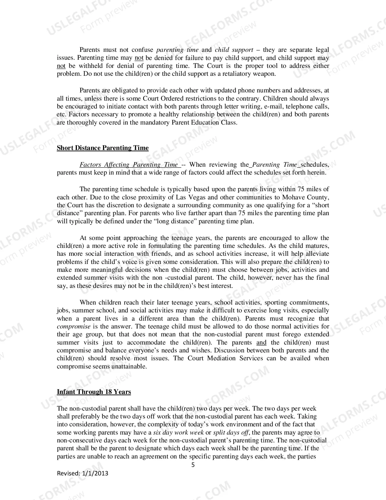 Preview Mohave County Legal Decision Making And Parenting Time Guidelines