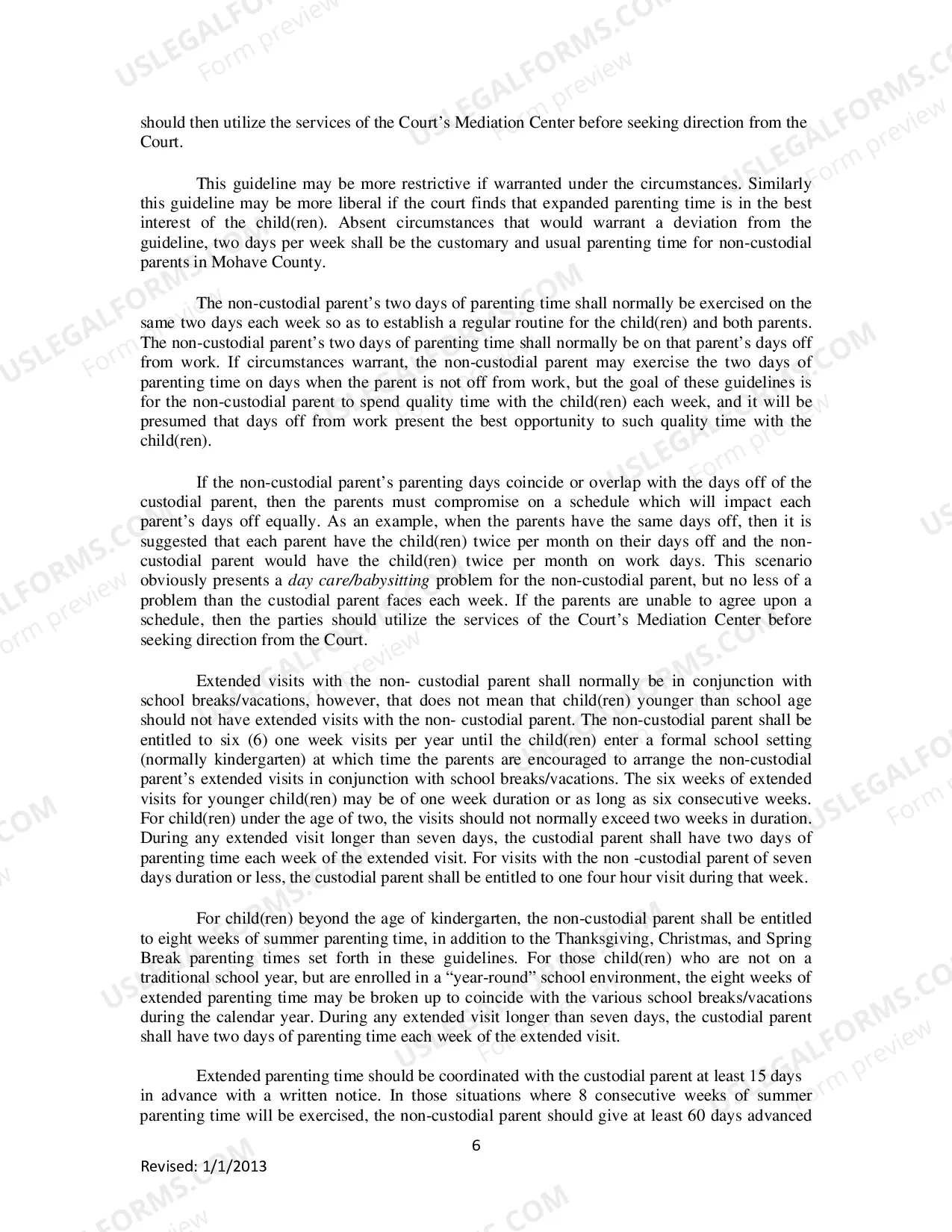 Preview Mohave County Legal Decision Making And Parenting Time Guidelines