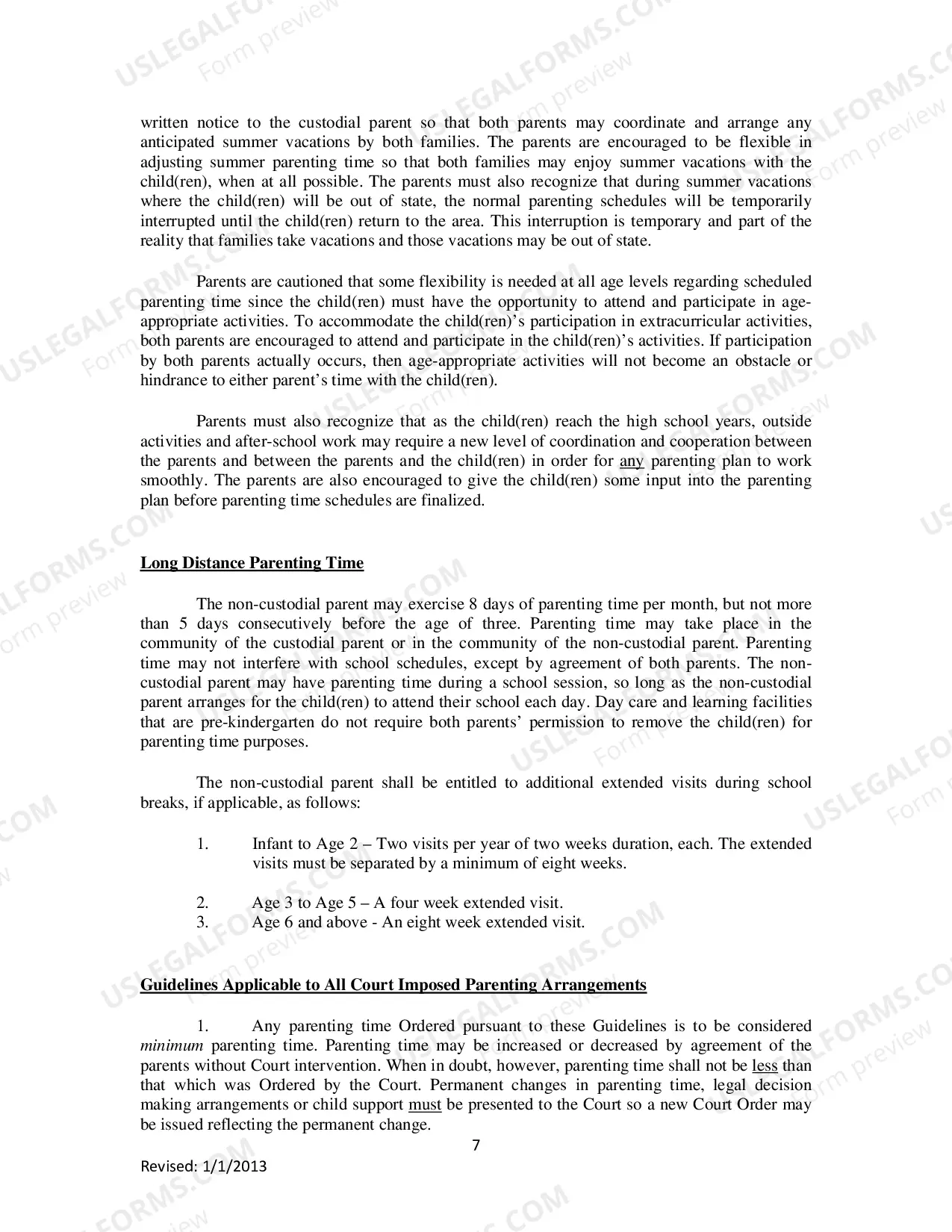 Preview Mohave County Legal Decision Making And Parenting Time Guidelines